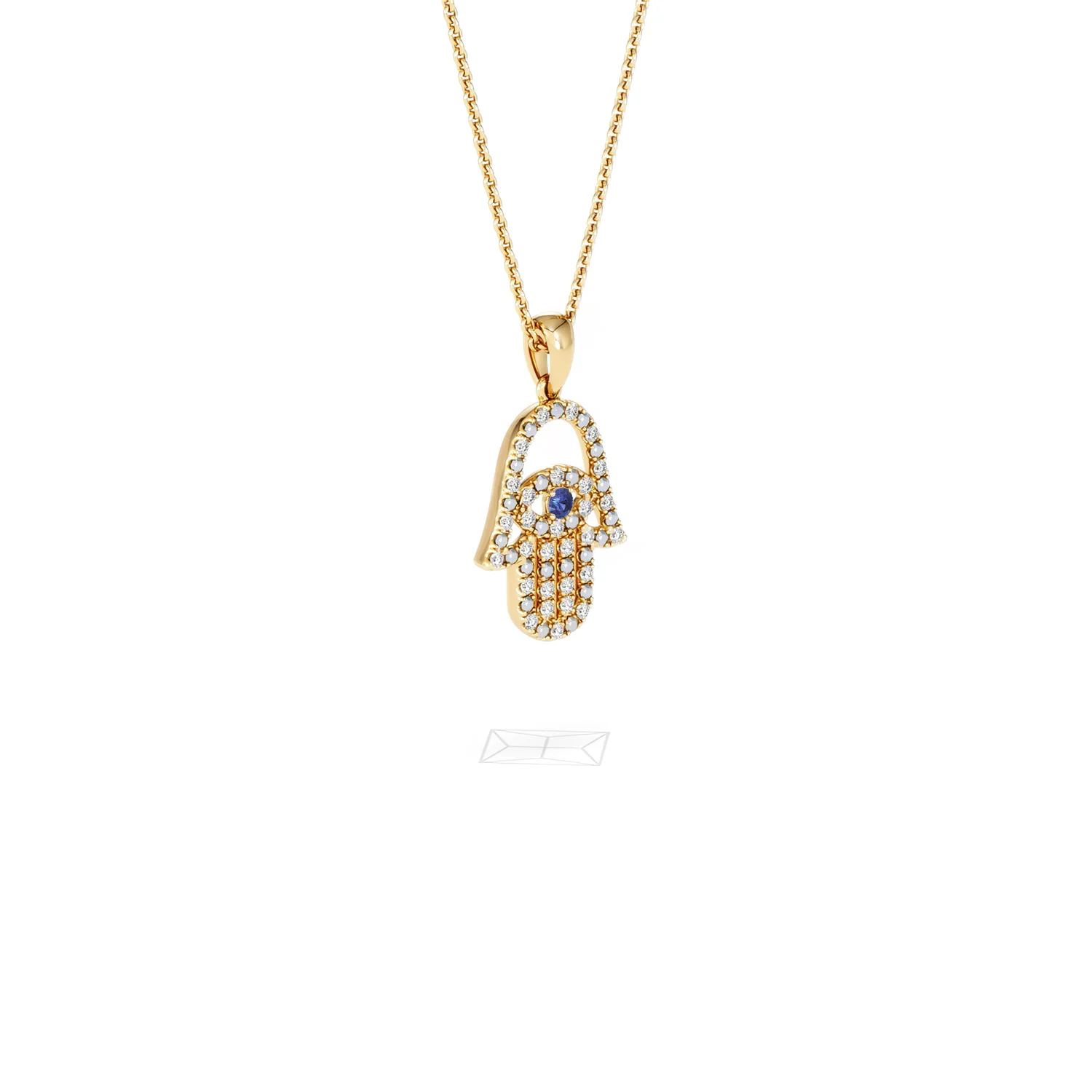 Hamsa Fortune 0.05ct Sapphire and 0.25ct Lab Grown Diamond Pendant Necklace in 18K Gold Vermeil - Image 18