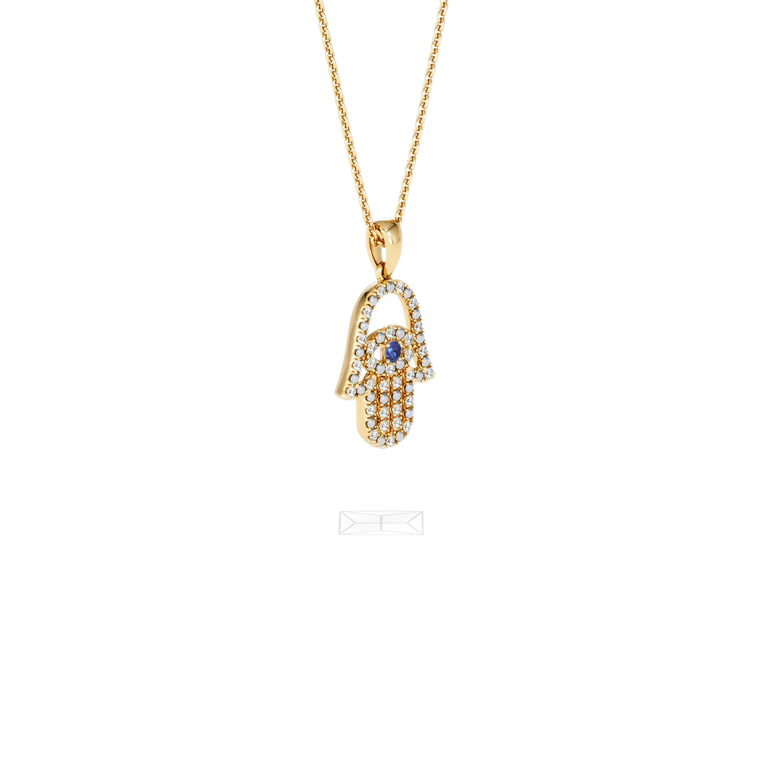 Hamsa Fortune 0.05ct Sapphire and 0.25ct Lab Grown Diamond Pendant Necklace in 18K Gold Vermeil - Image 19