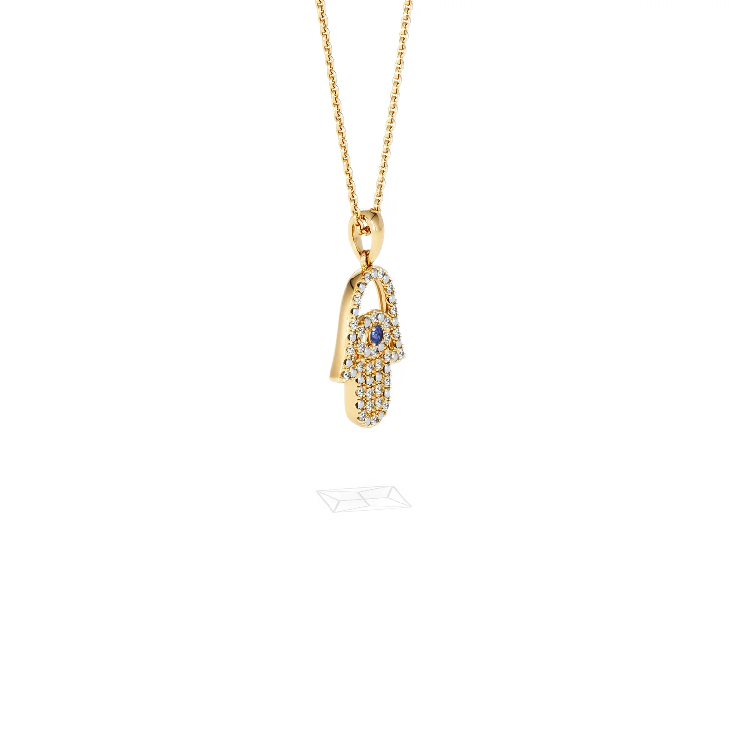 Hamsa Fortune 0.05ct Sapphire and 0.25ct Lab Grown Diamond Pendant Necklace in 18K Gold Vermeil - Image 22