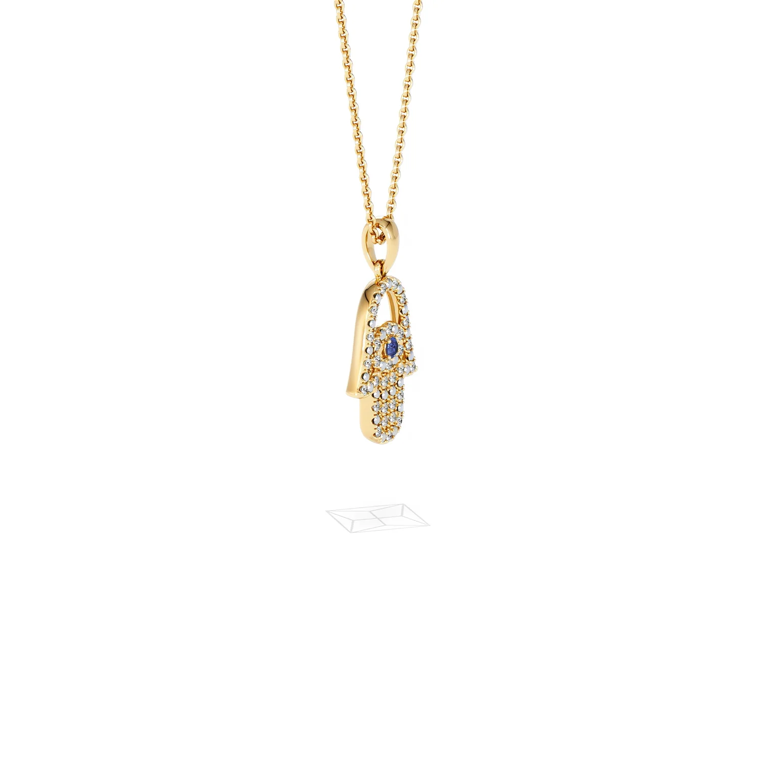 Hamsa Fortune 0.05ct Sapphire and 0.25ct Lab Grown Diamond Pendant Necklace in 18K Gold Vermeil - Image 23