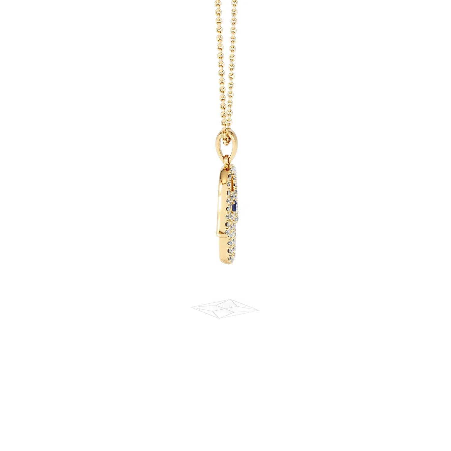 Hamsa Fortune 0.05ct Sapphire and 0.25ct Lab Grown Diamond Pendant Necklace in 18K Gold Vermeil - Image 27