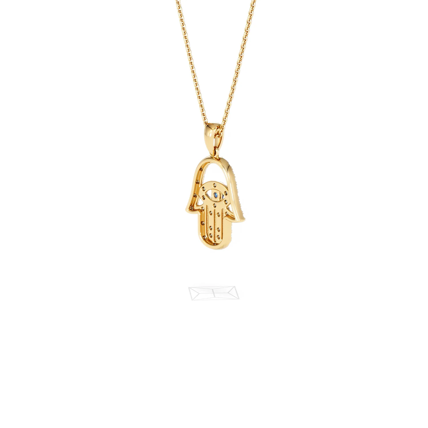 Hamsa Fortune 0.05ct Sapphire and 0.25ct Lab Grown Diamond Pendant Necklace in 18K Gold Vermeil - Image 40