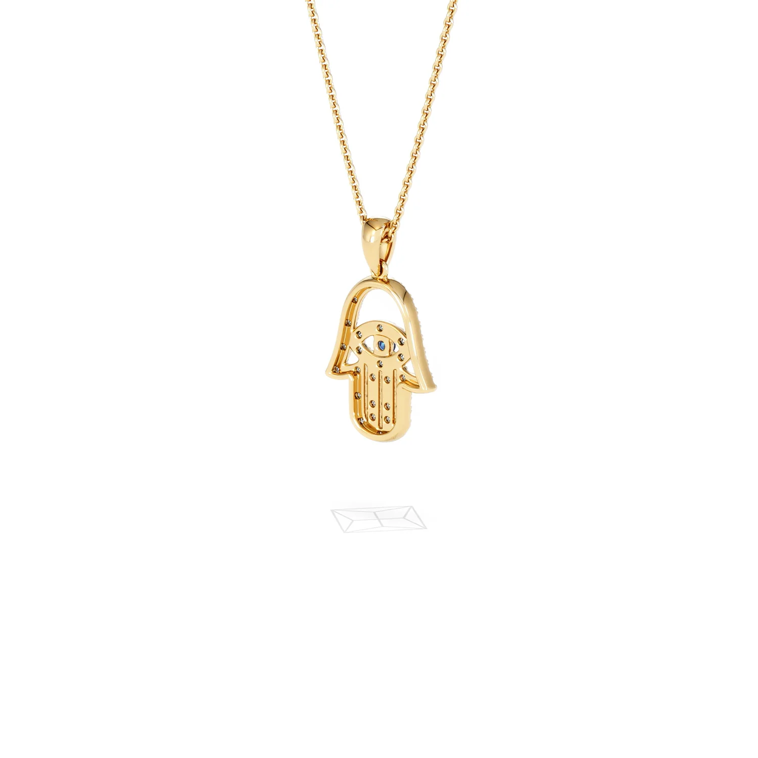 Hamsa Fortune 0.05ct Sapphire and 0.25ct Lab Grown Diamond Pendant Necklace in 18K Gold Vermeil - Image 41