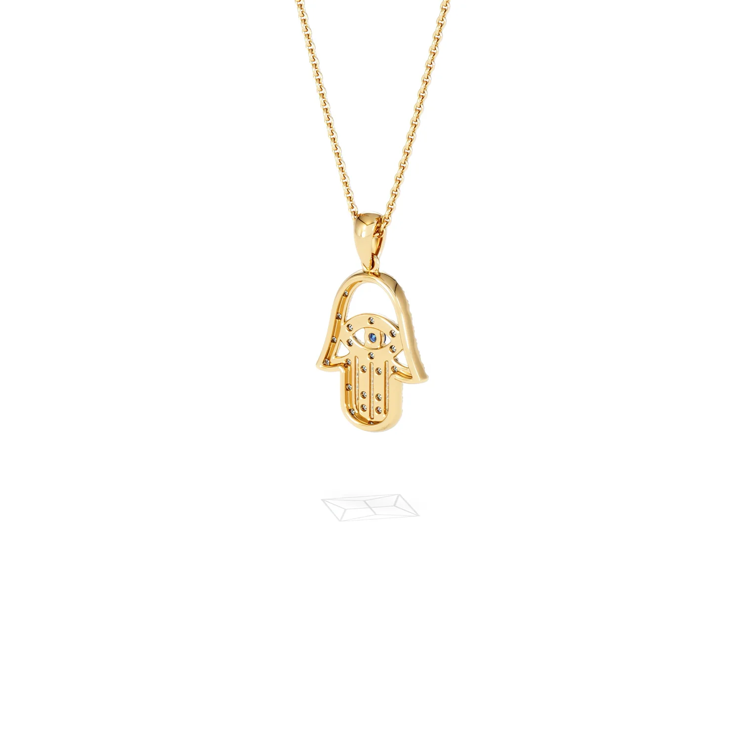 Hamsa Fortune 0.05ct Sapphire and 0.25ct Lab Grown Diamond Pendant Necklace in 18K Gold Vermeil - Image 42