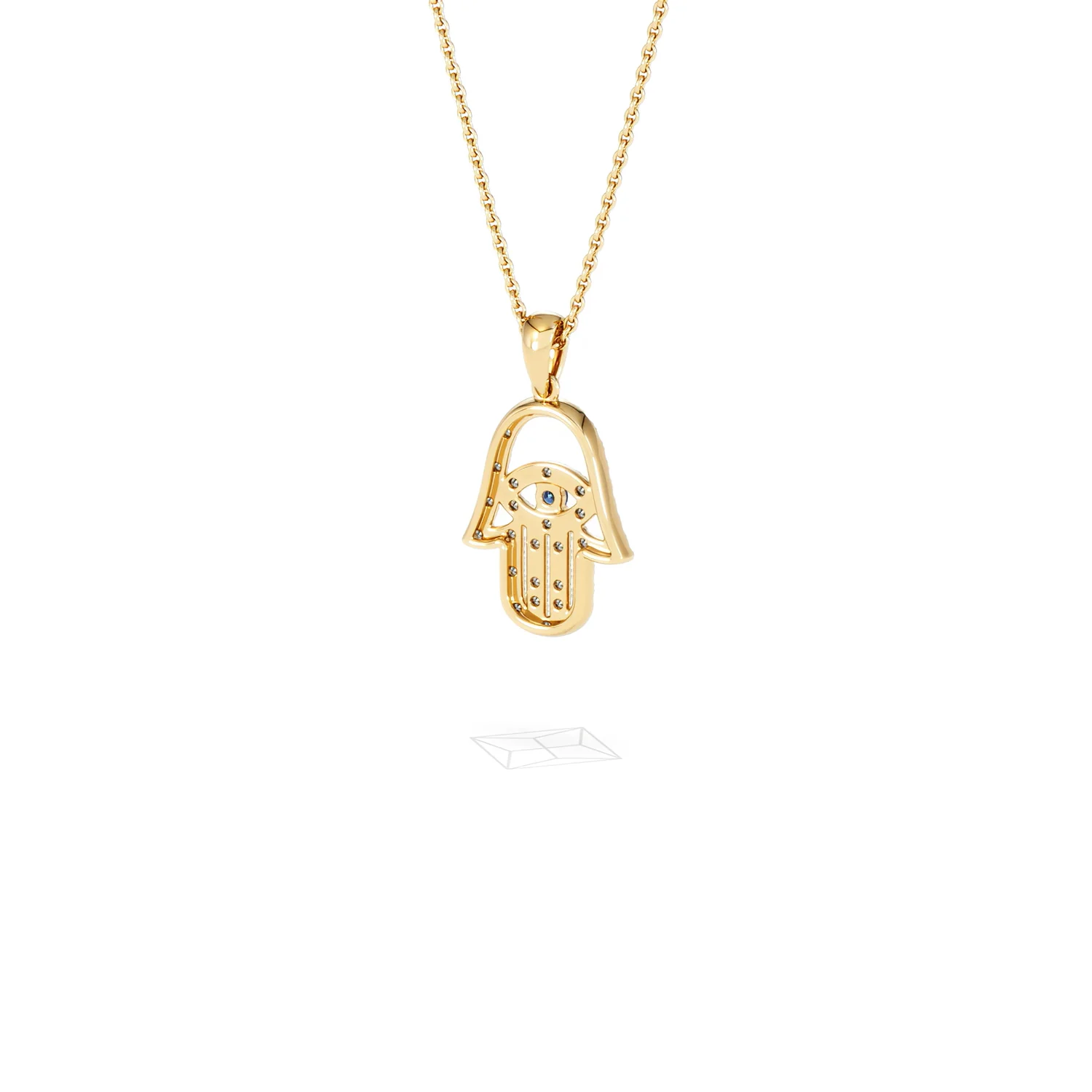 Hamsa Fortune 0.05ct Sapphire and 0.25ct Lab Grown Diamond Pendant Necklace in 18K Gold Vermeil - Image 43