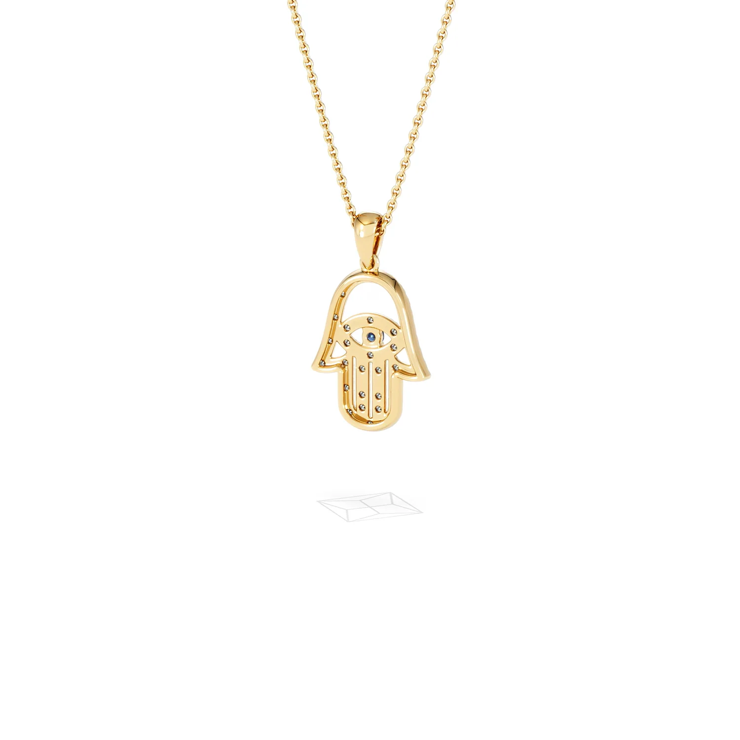 Hamsa Fortune 0.05ct Sapphire and 0.25ct Lab Grown Diamond Pendant Necklace in 18K Gold Vermeil - Image 44