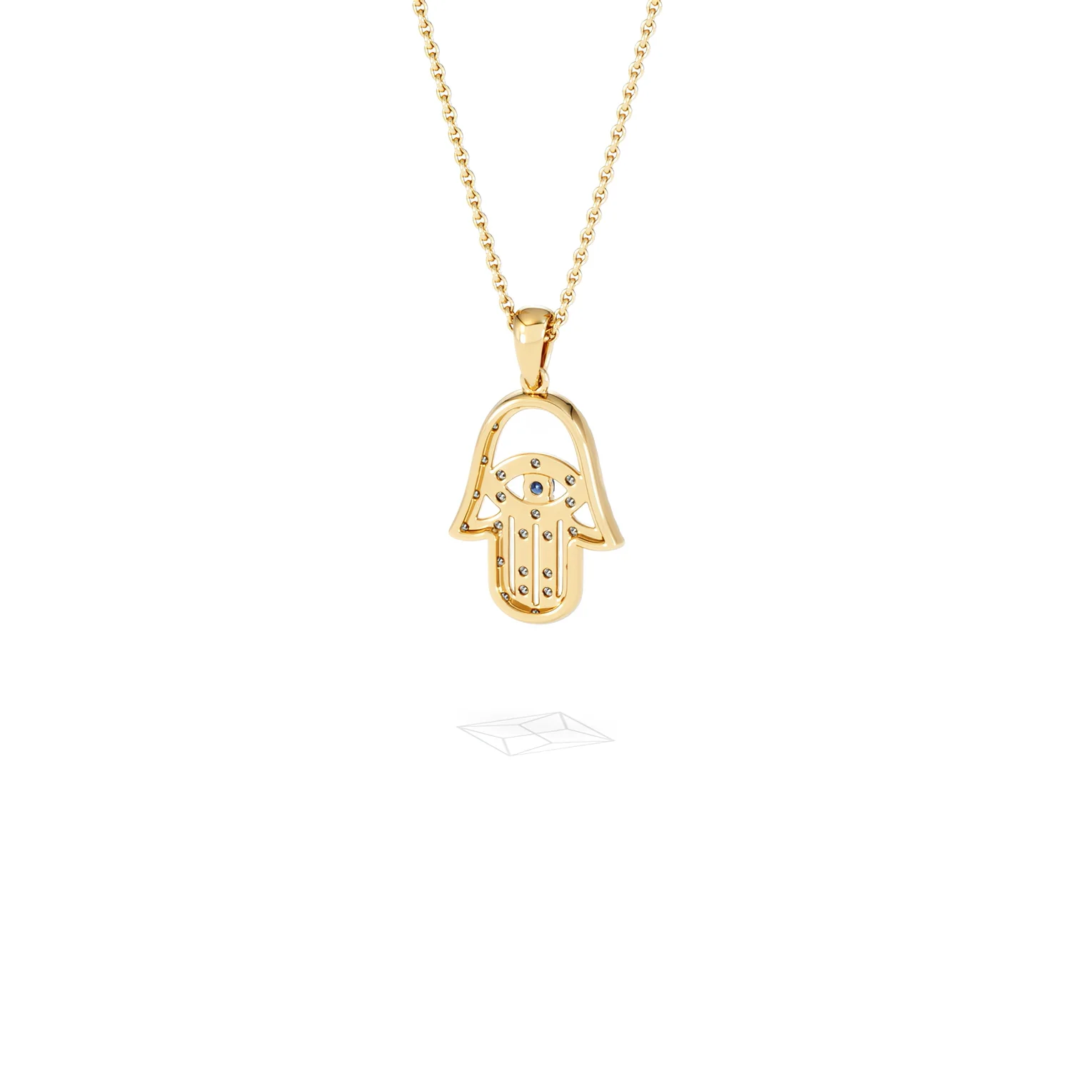 Hamsa Fortune 0.05ct Sapphire and 0.25ct Lab Grown Diamond Pendant Necklace in 18K Gold Vermeil - Image 45