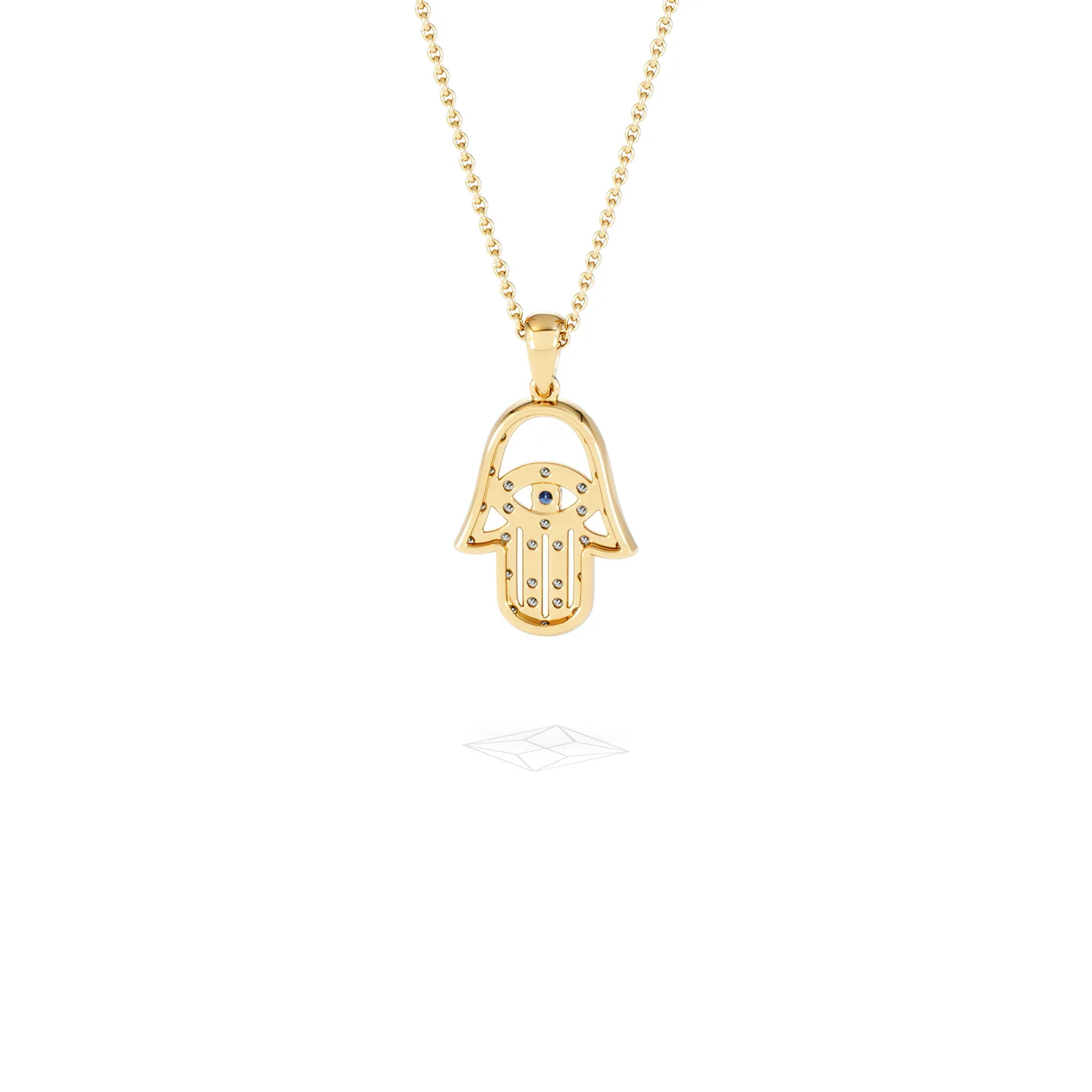 Hamsa Fortune 0.05ct Sapphire and 0.25ct Lab Grown Diamond Pendant Necklace in 18K Gold Vermeil - Image 47
