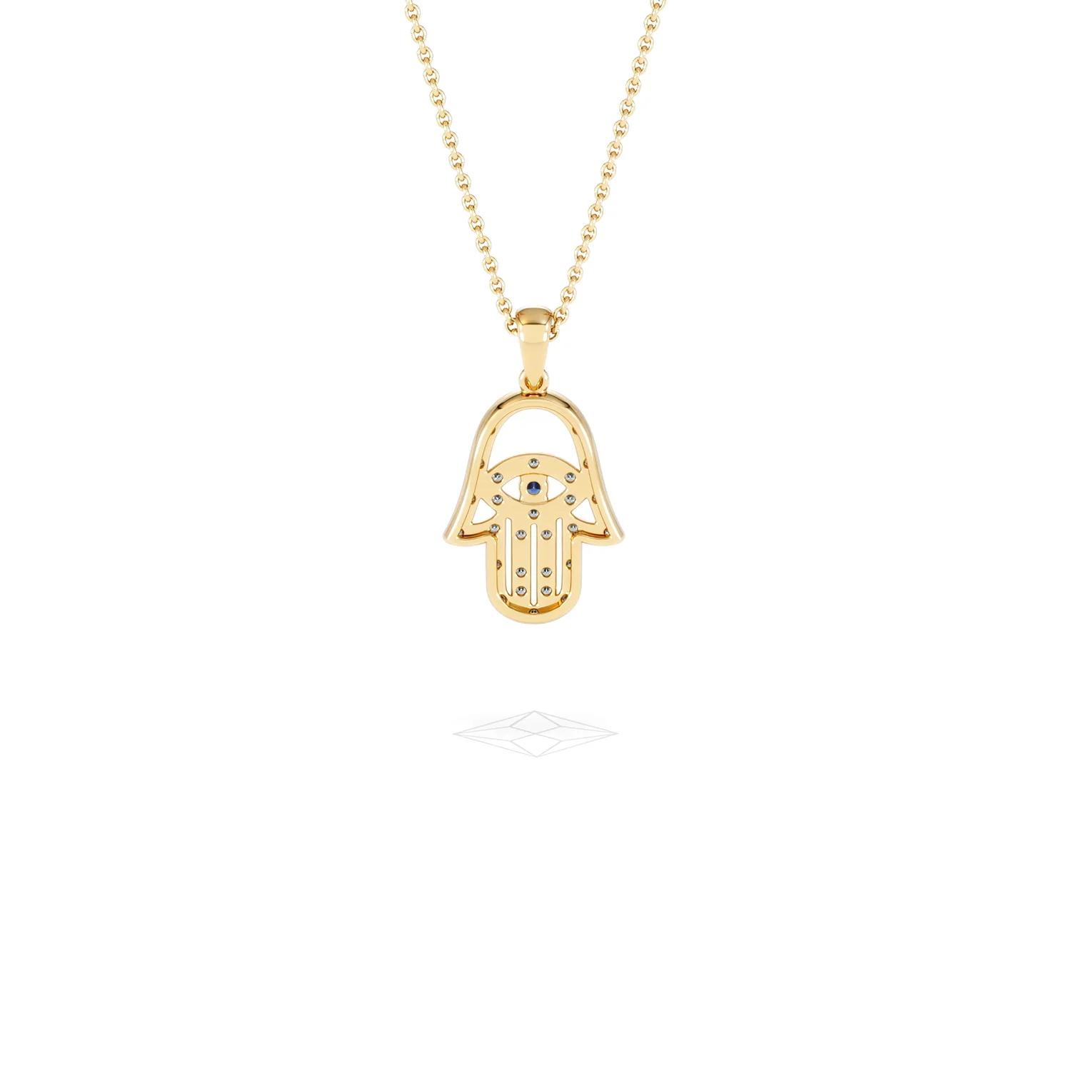Hamsa Fortune 0.05ct Sapphire and 0.25ct Lab Grown Diamond Pendant Necklace in 18K Gold Vermeil - Image 49