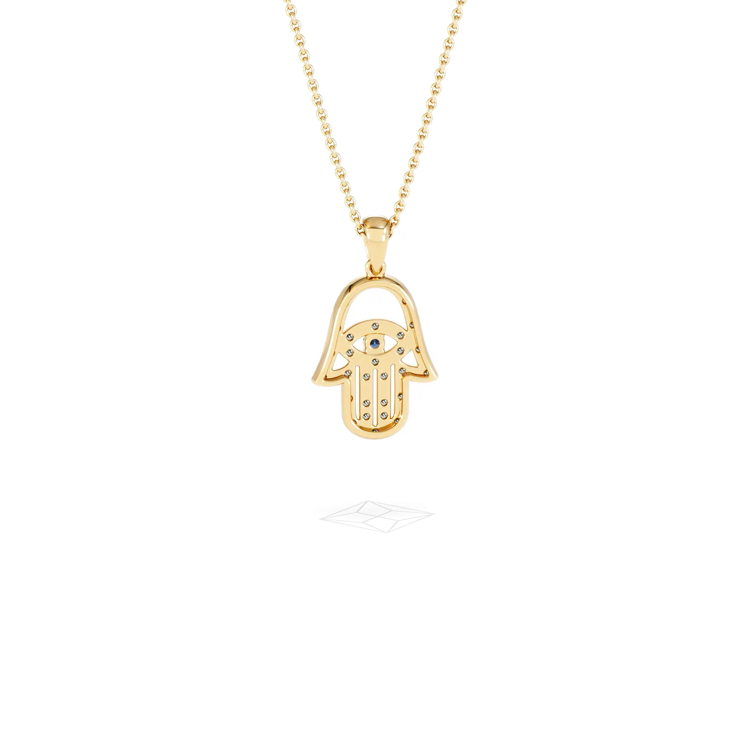 Hamsa Fortune 0.05ct Sapphire and 0.25ct Lab Grown Diamond Pendant Necklace in 18K Gold Vermeil - Image 51
