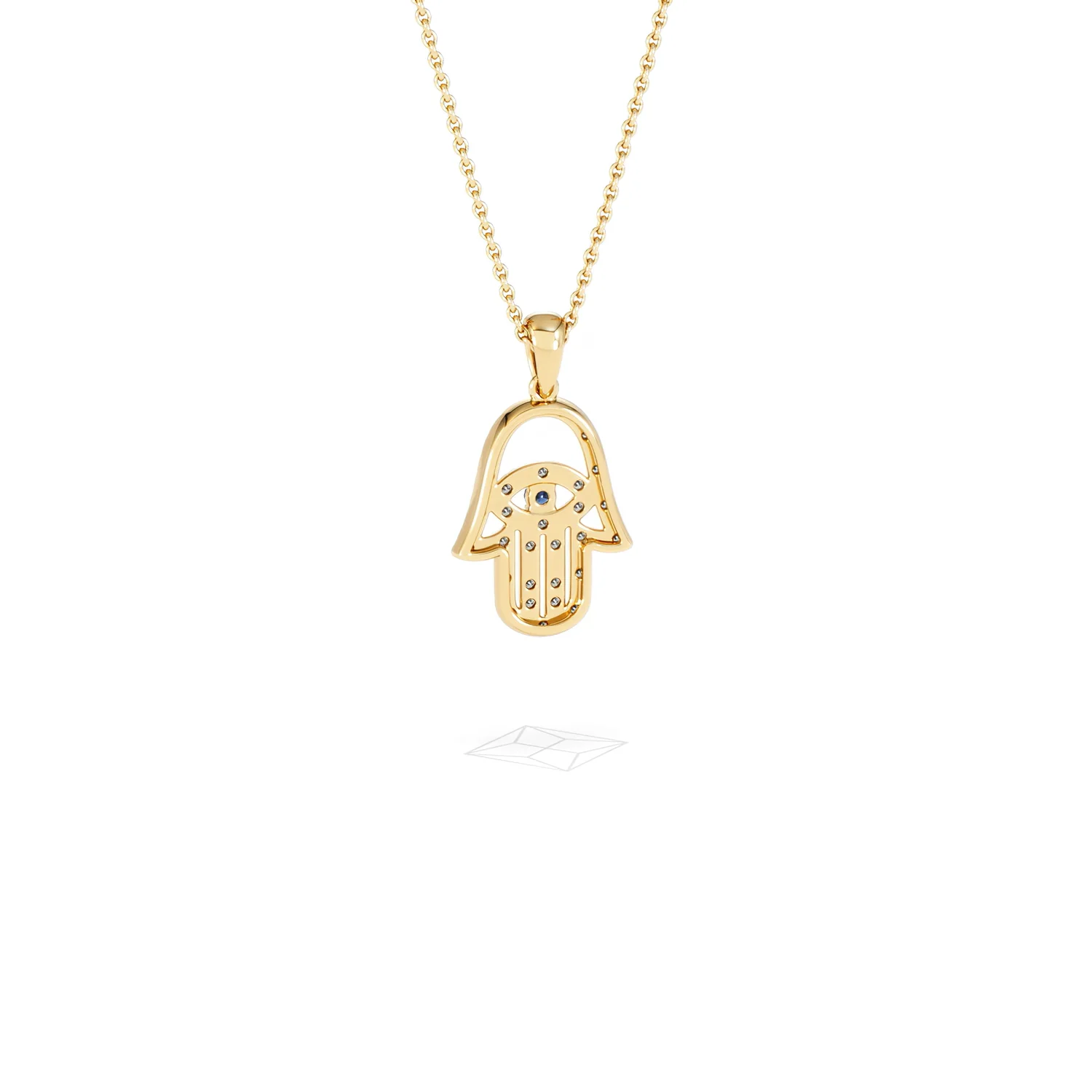 Hamsa Fortune 0.05ct Sapphire and 0.25ct Lab Grown Diamond Pendant Necklace in 18K Gold Vermeil - Image 52