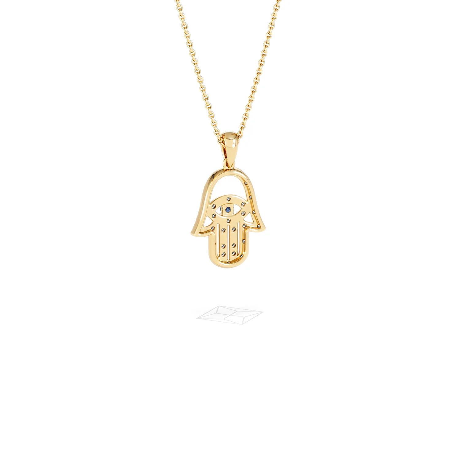Hamsa Fortune 0.05ct Sapphire and 0.25ct Lab Grown Diamond Pendant Necklace in 18K Gold Vermeil - Image 53