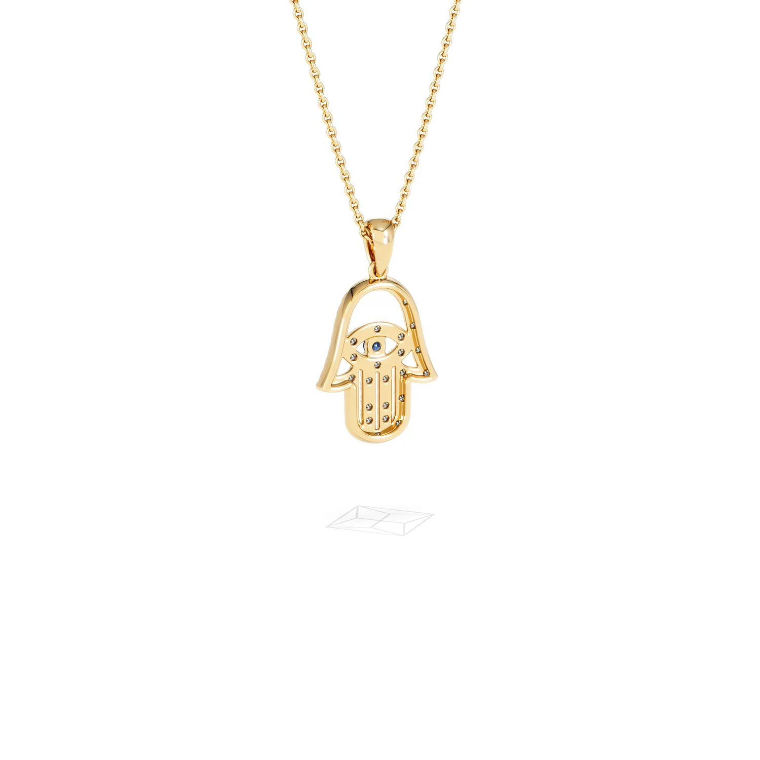 Hamsa Fortune 0.05ct Sapphire and 0.25ct Lab Grown Diamond Pendant Necklace in 18K Gold Vermeil - Image 54