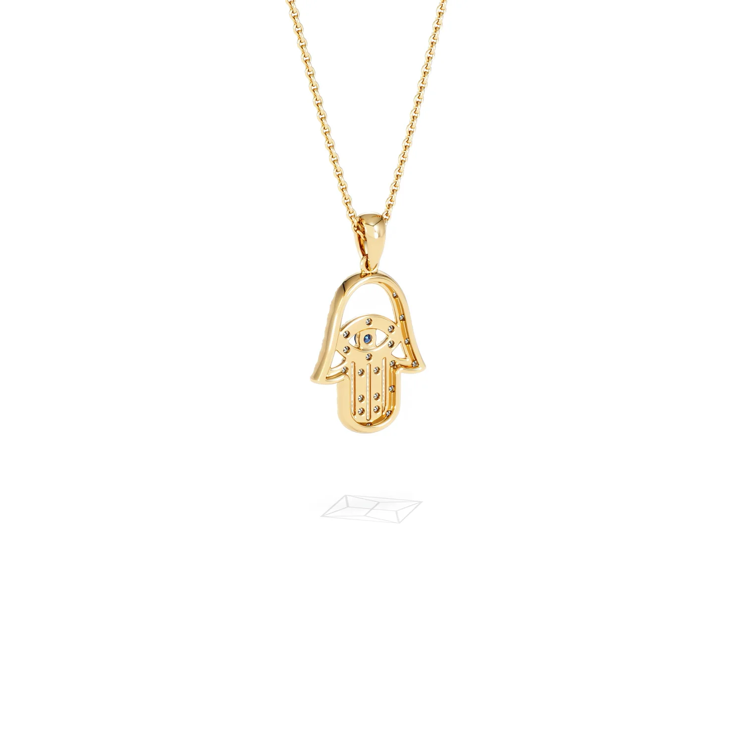 Hamsa Fortune 0.05ct Sapphire and 0.25ct Lab Grown Diamond Pendant Necklace in 18K Gold Vermeil - Image 55