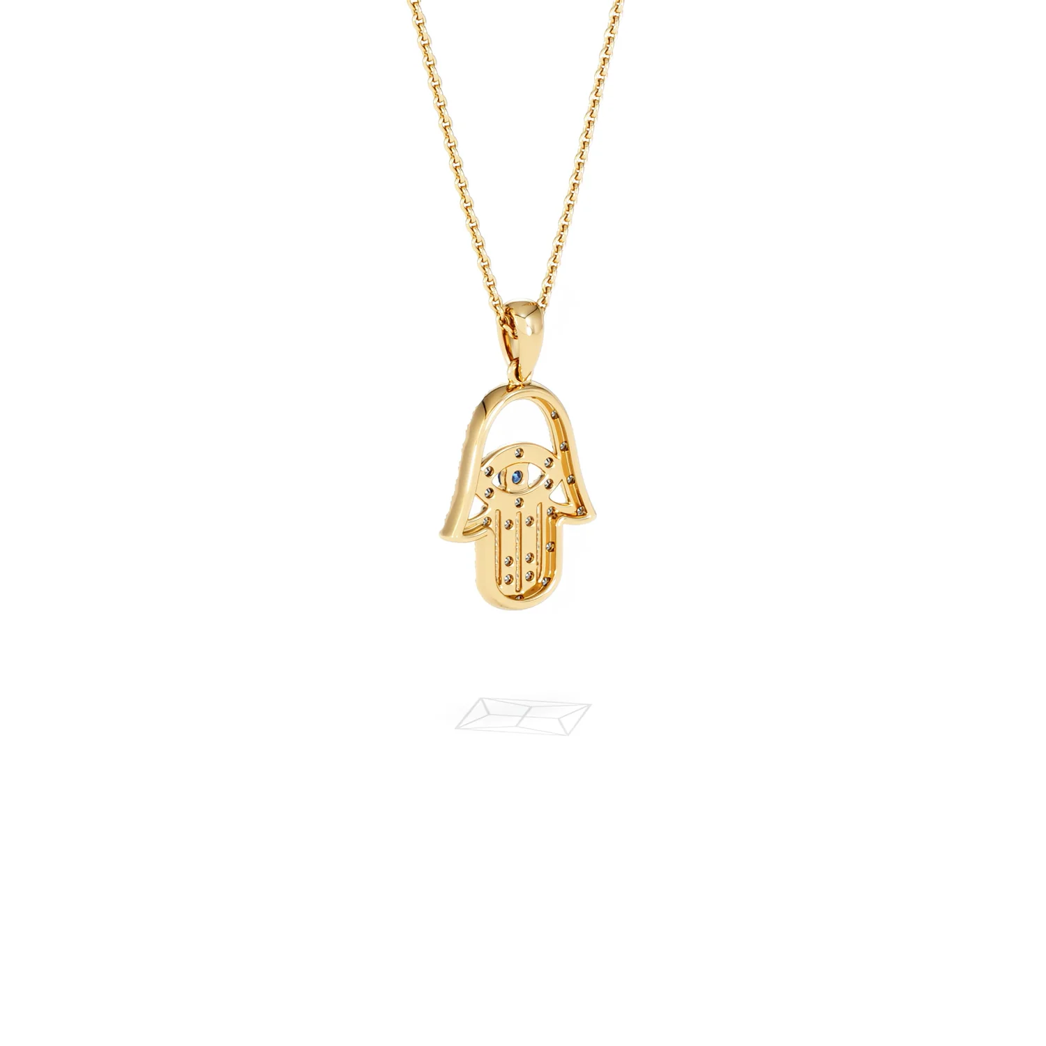 Hamsa Fortune 0.05ct Sapphire and 0.25ct Lab Grown Diamond Pendant Necklace in 18K Gold Vermeil - Image 56