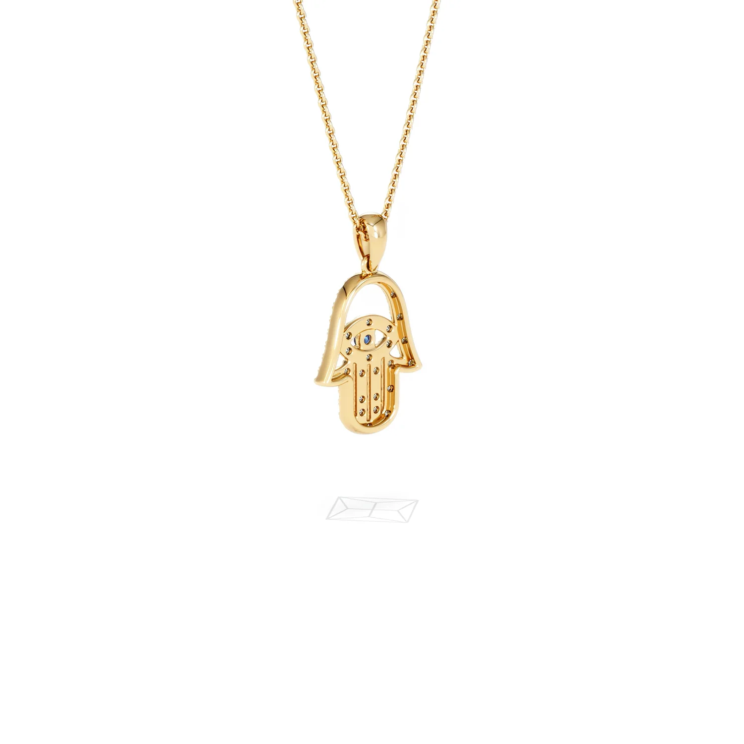 Hamsa Fortune 0.05ct Sapphire and 0.25ct Lab Grown Diamond Pendant Necklace in 18K Gold Vermeil - Image 57