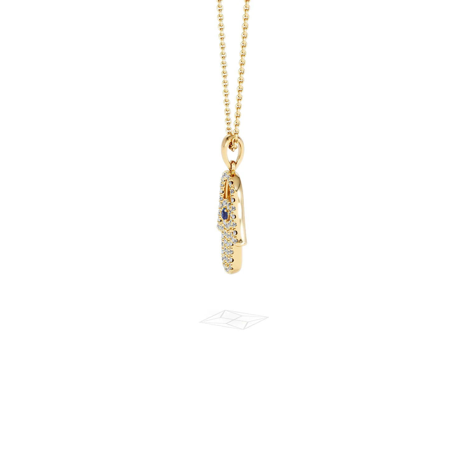 Hamsa Fortune 0.05ct Sapphire and 0.25ct Lab Grown Diamond Pendant Necklace in 18K Gold Vermeil - Image 72