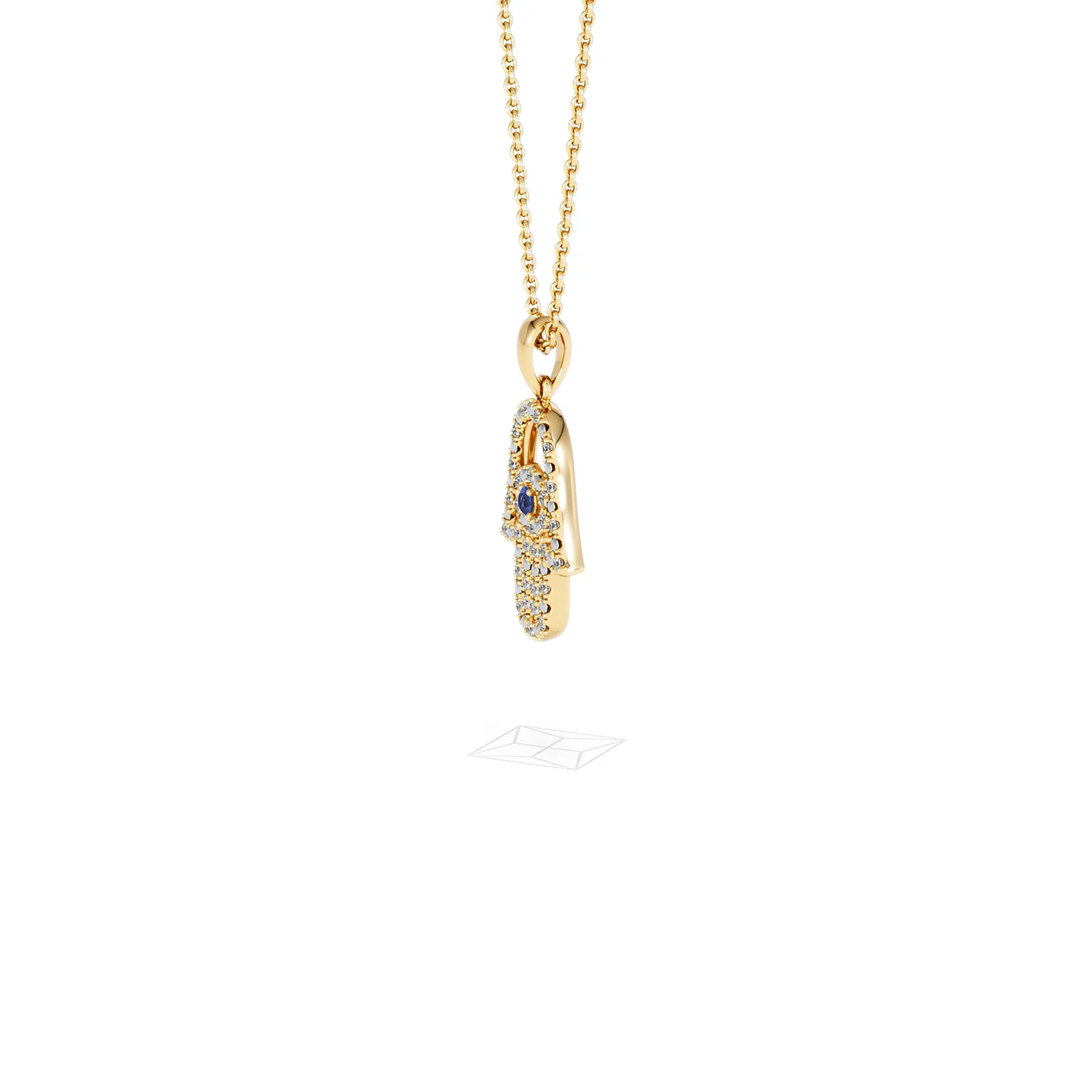 Hamsa Fortune 0.05ct Sapphire and 0.25ct Lab Grown Diamond Pendant Necklace in 18K Gold Vermeil - Image 73