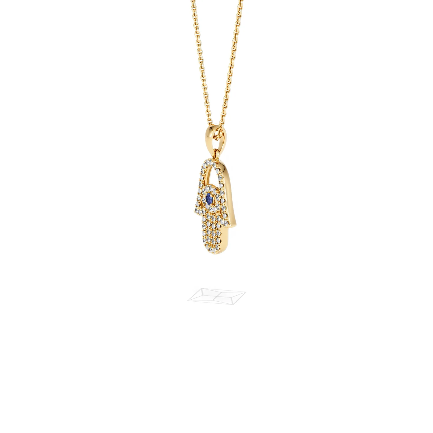Hamsa Fortune 0.05ct Sapphire and 0.25ct Lab Grown Diamond Pendant Necklace in 18K Gold Vermeil - Image 75