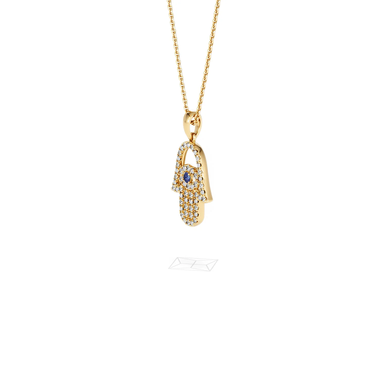 Hamsa Fortune 0.05ct Sapphire and 0.25ct Lab Grown Diamond Pendant Necklace in 18K Gold Vermeil - Image 76