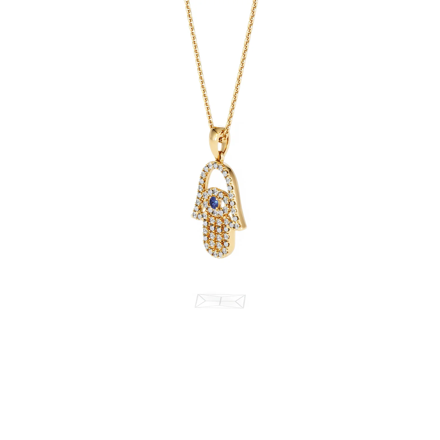 Hamsa Fortune 0.05ct Sapphire and 0.25ct Lab Grown Diamond Pendant Necklace in 18K Gold Vermeil - Image 78