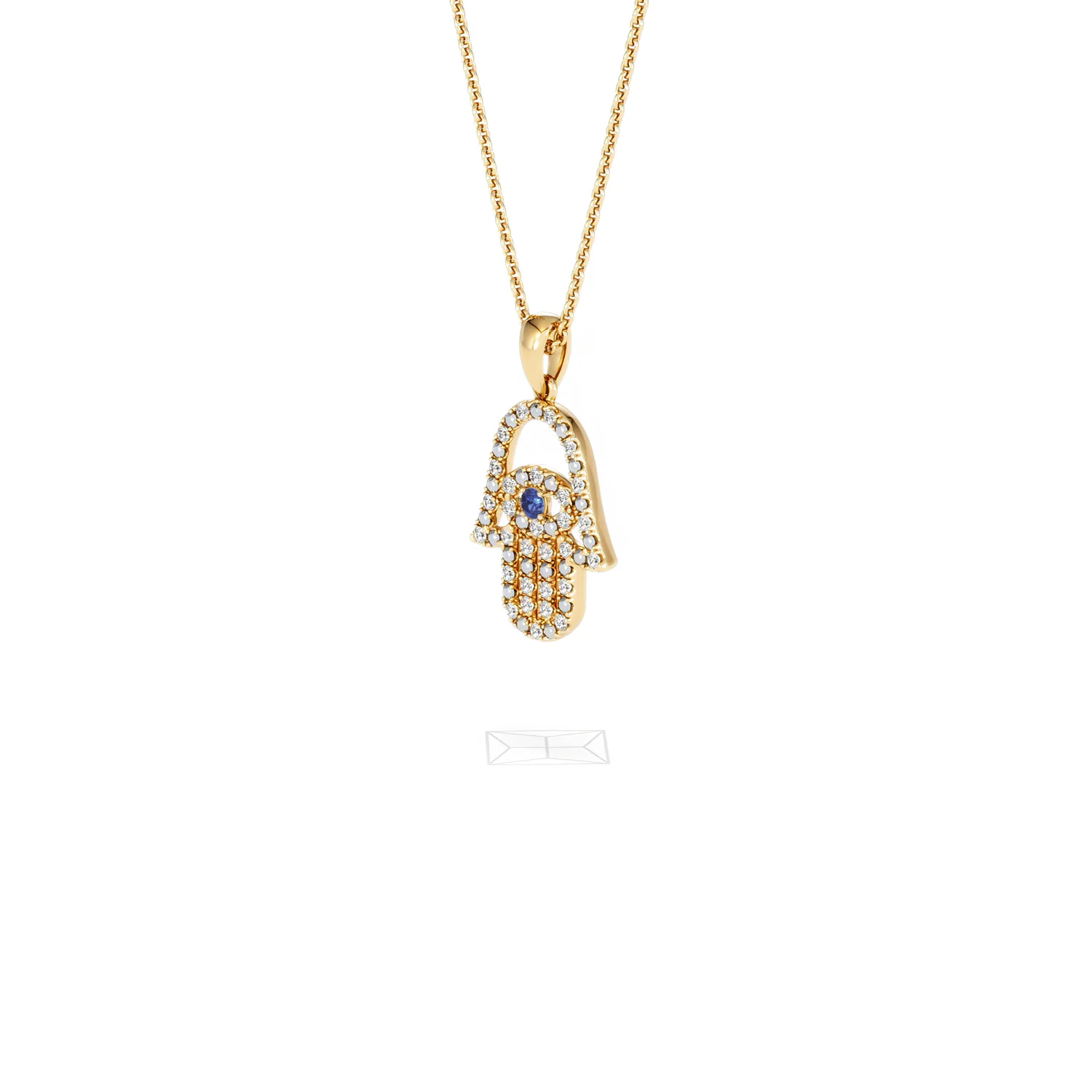 Hamsa Fortune 0.05ct Sapphire and 0.25ct Lab Grown Diamond Pendant Necklace in 18K Gold Vermeil - Image 79