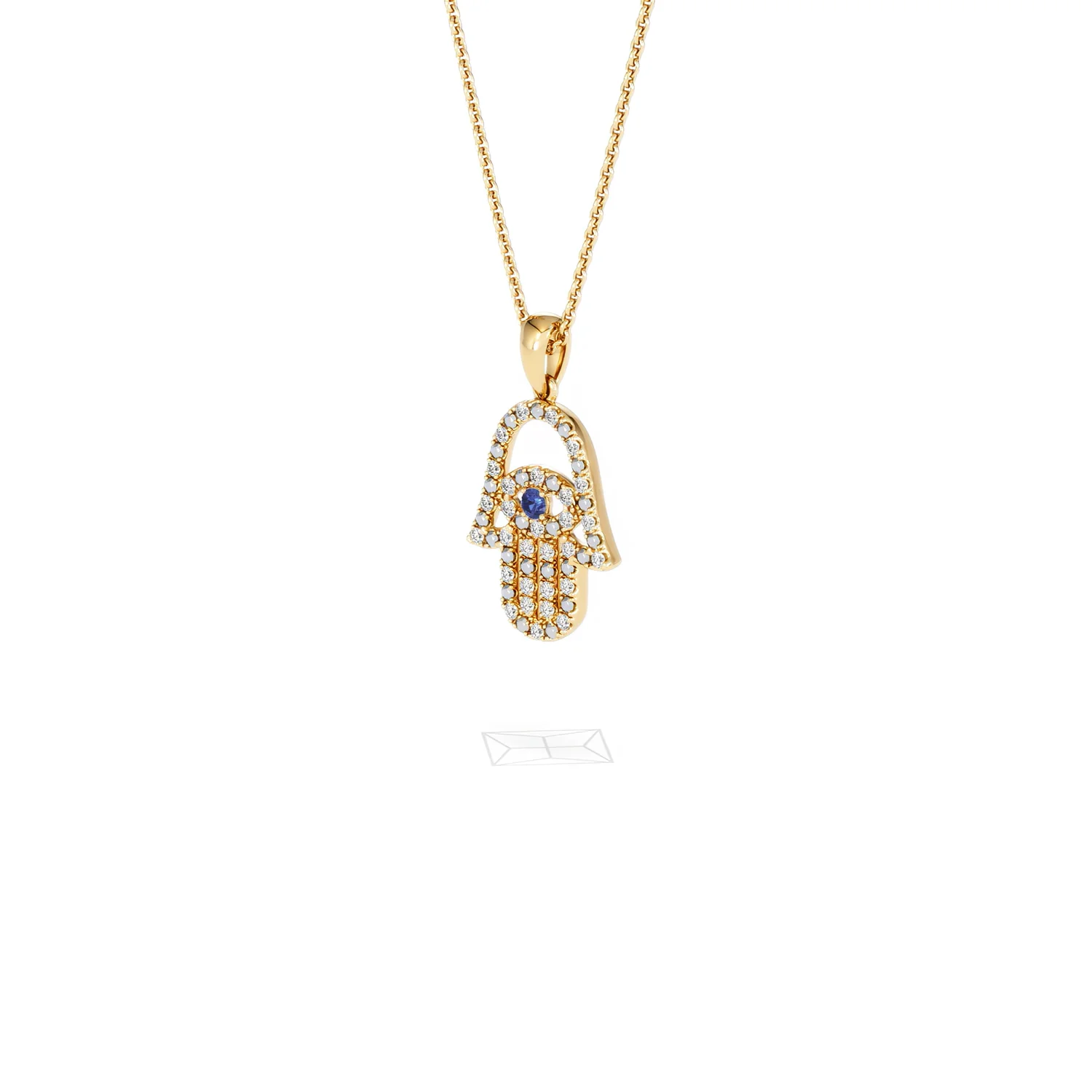 Hamsa Fortune 0.05ct Sapphire and 0.25ct Lab Grown Diamond Pendant Necklace in 18K Gold Vermeil - Image 80