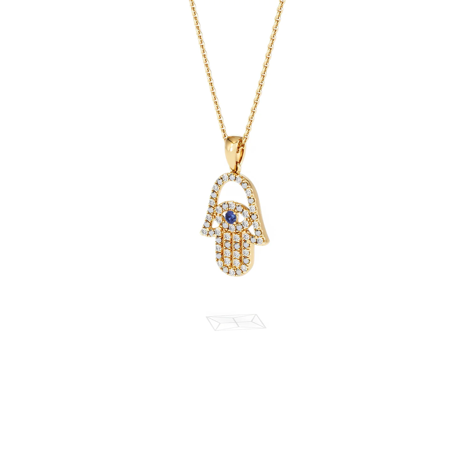 Hamsa Fortune 0.05ct Sapphire and 0.25ct Lab Grown Diamond Pendant Necklace in 18K Gold Vermeil - Image 81