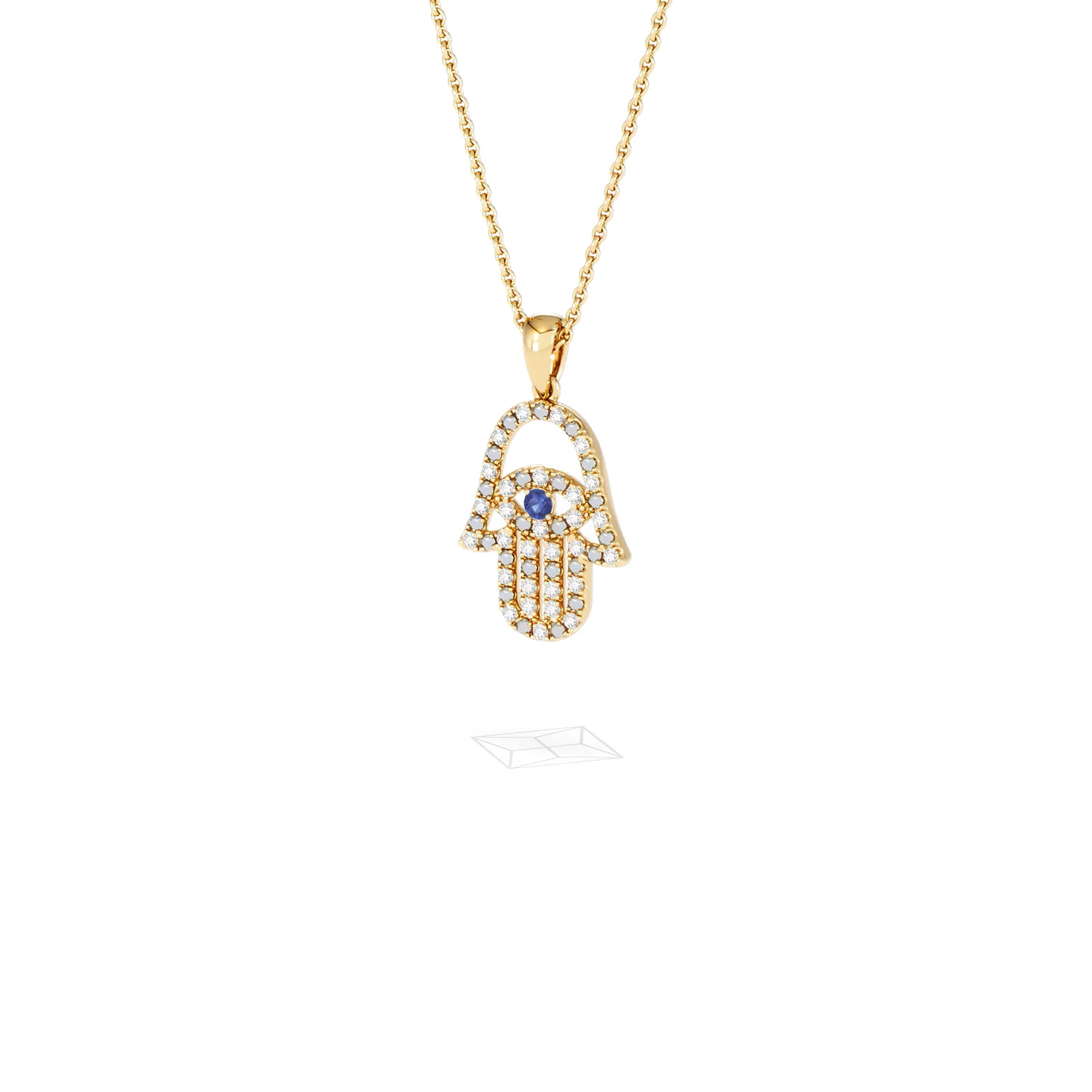 Hamsa Fortune 0.05ct Sapphire and 0.25ct Lab Grown Diamond Pendant Necklace in 18K Gold Vermeil - Image 83