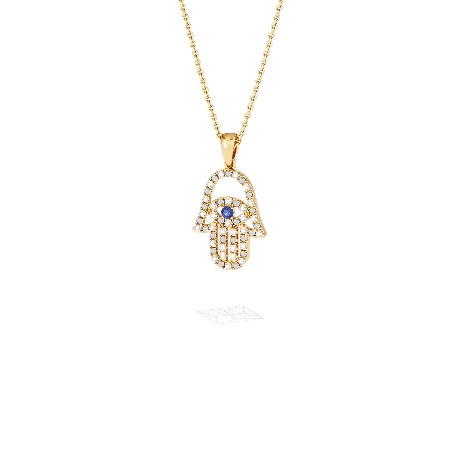 Hamsa Fortune 0.05ct Sapphire and 0.25ct Lab Grown Diamond Pendant Necklace in 18K Gold Vermeil - Image 84