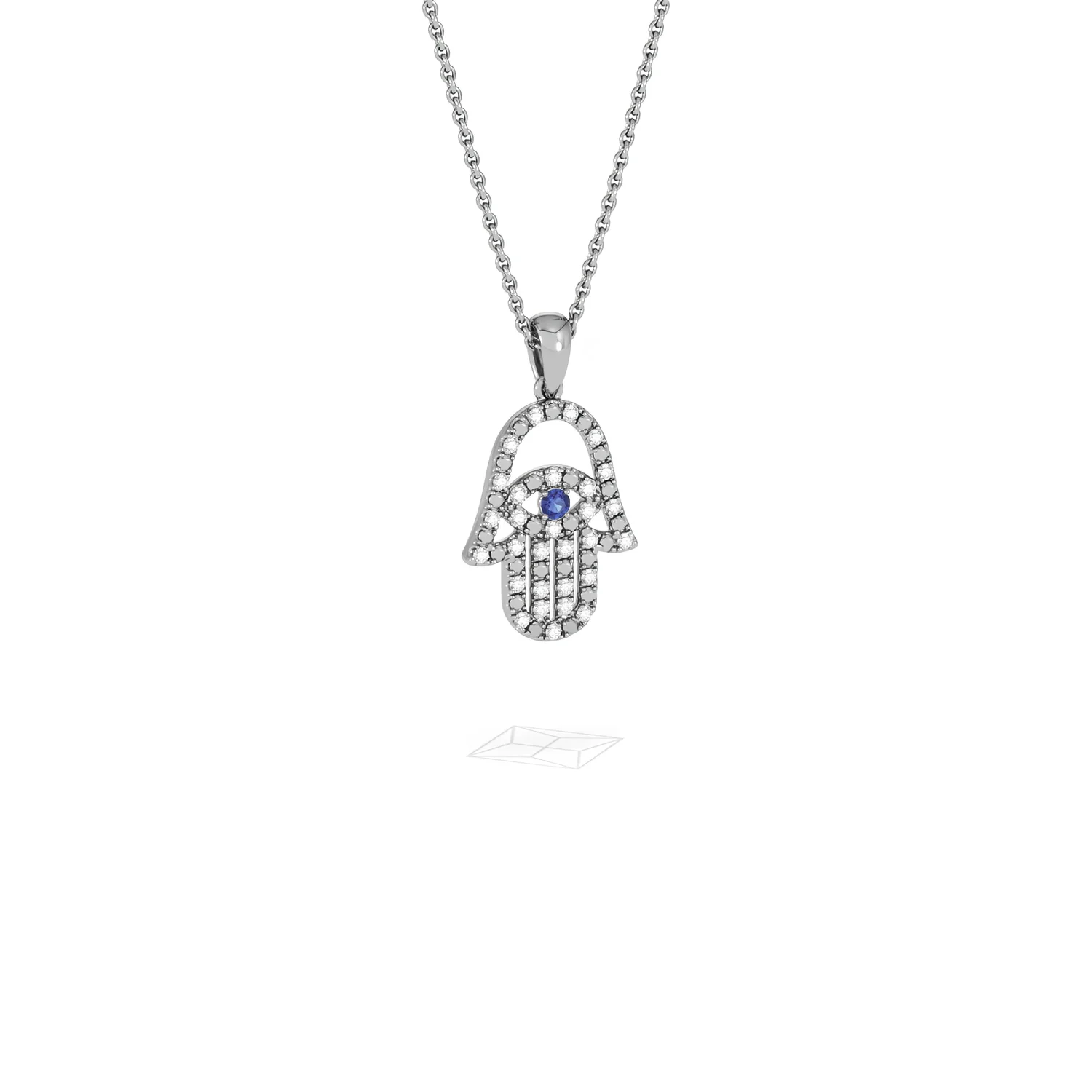 Hamsa Fortune 0.05ct Sapphire and 0.25ct Lab Grown Diamond Pendant Necklace in Sterling Silver - Image 14