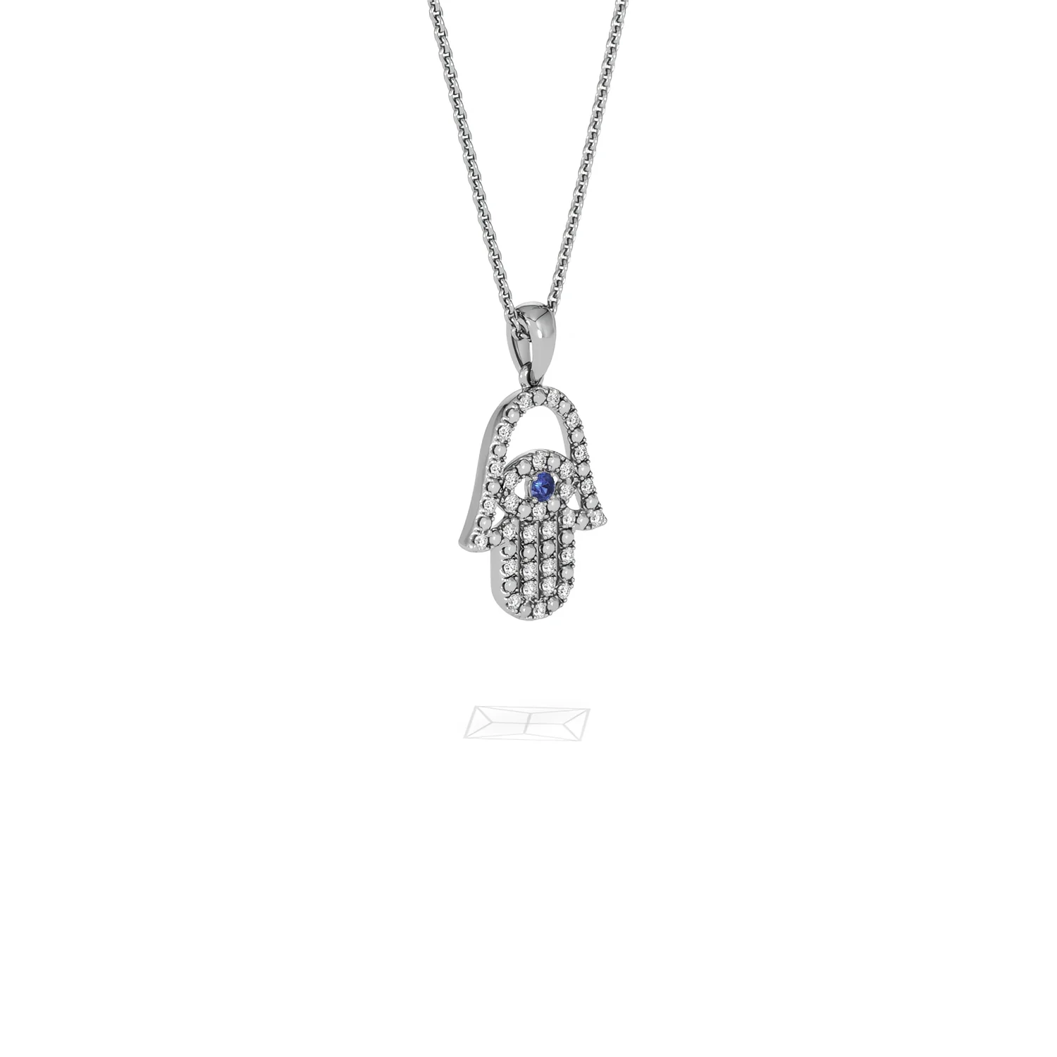 Hamsa Fortune 0.05ct Sapphire and 0.25ct Lab Grown Diamond Pendant Necklace in Sterling Silver - Image 18