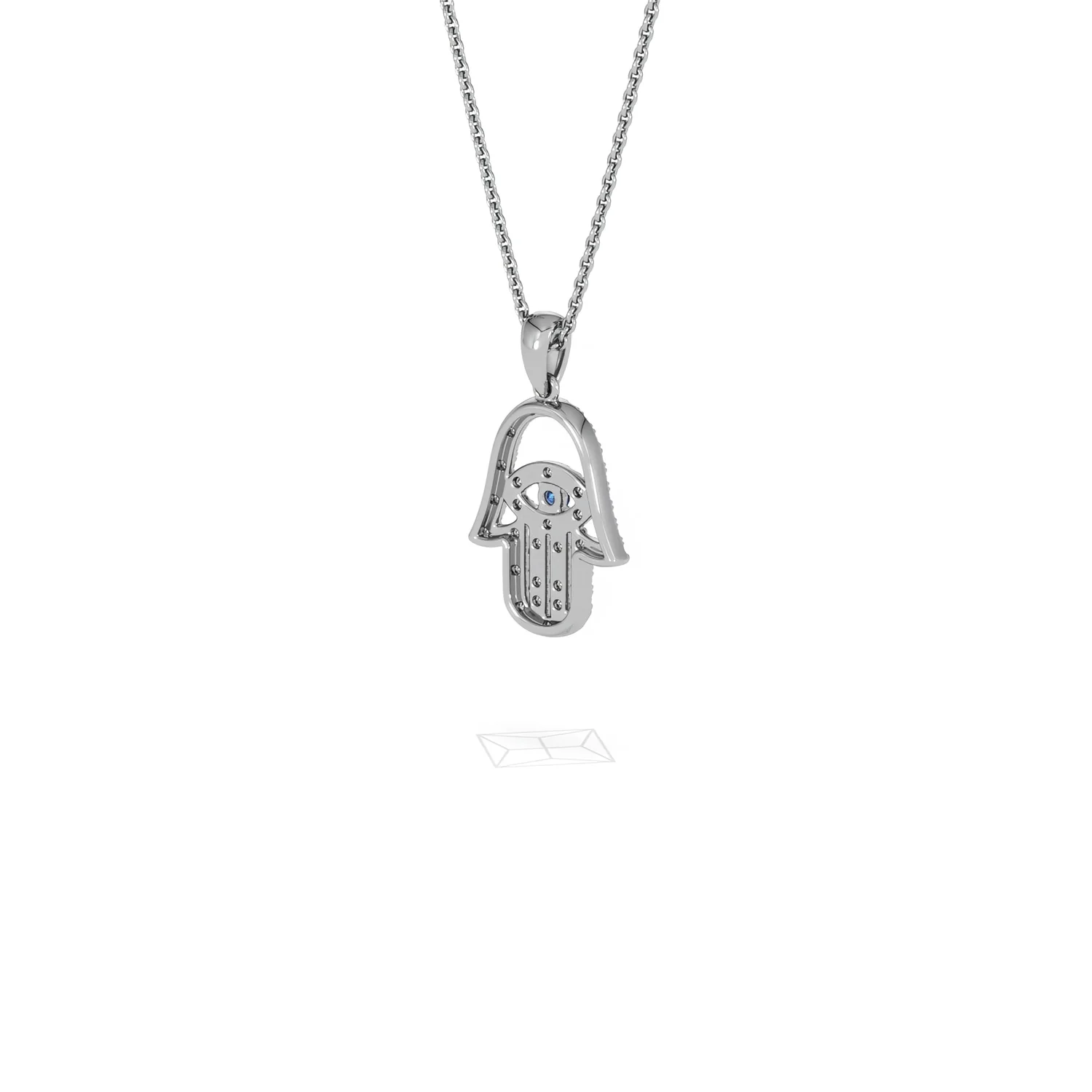 Hamsa Fortune 0.05ct Sapphire and 0.25ct Lab Grown Diamond Pendant Necklace in Sterling Silver - Image 41