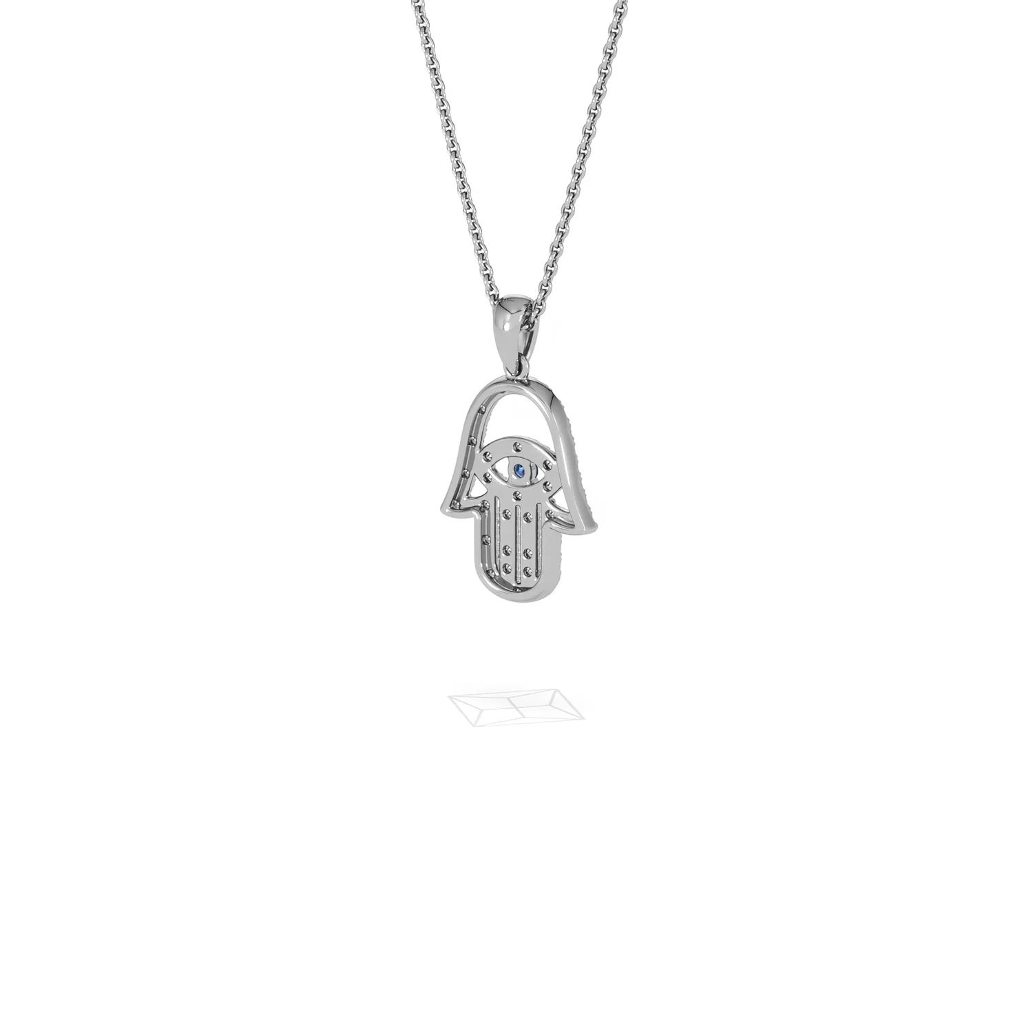 Hamsa Fortune 0.05ct Sapphire and 0.25ct Lab Grown Diamond Pendant Necklace in Sterling Silver - Image 42