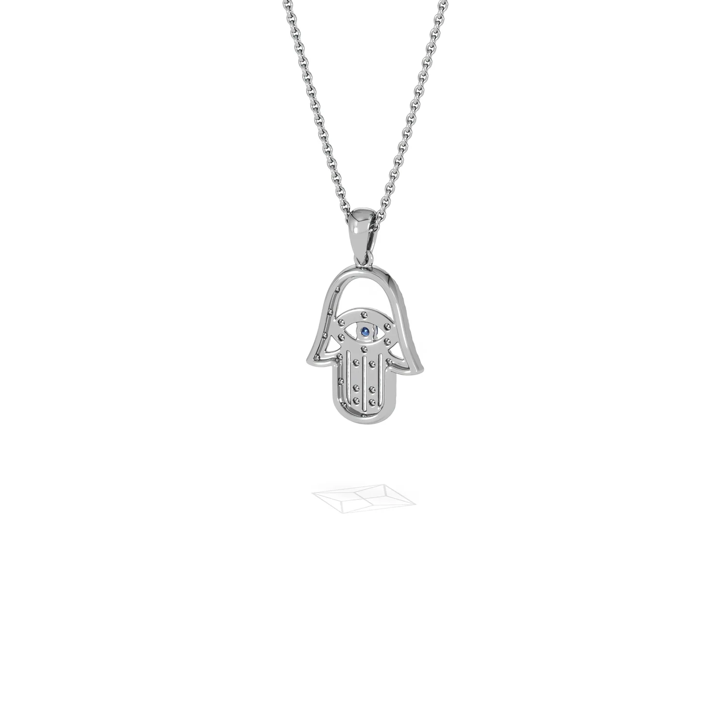 Hamsa Fortune 0.05ct Sapphire and 0.25ct Lab Grown Diamond Pendant Necklace in Sterling Silver - Image 44