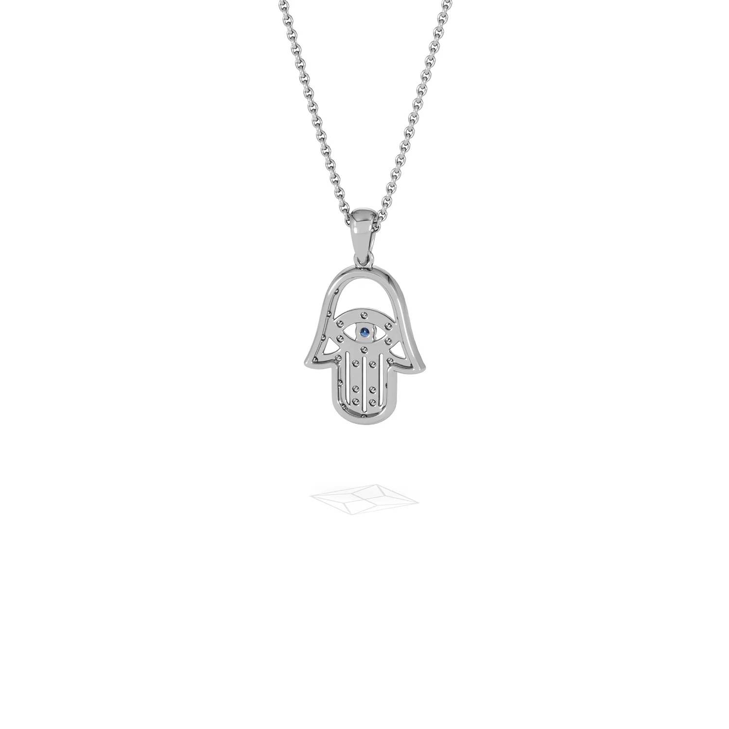 Hamsa Fortune 0.05ct Sapphire and 0.25ct Lab Grown Diamond Pendant Necklace in Sterling Silver - Image 46