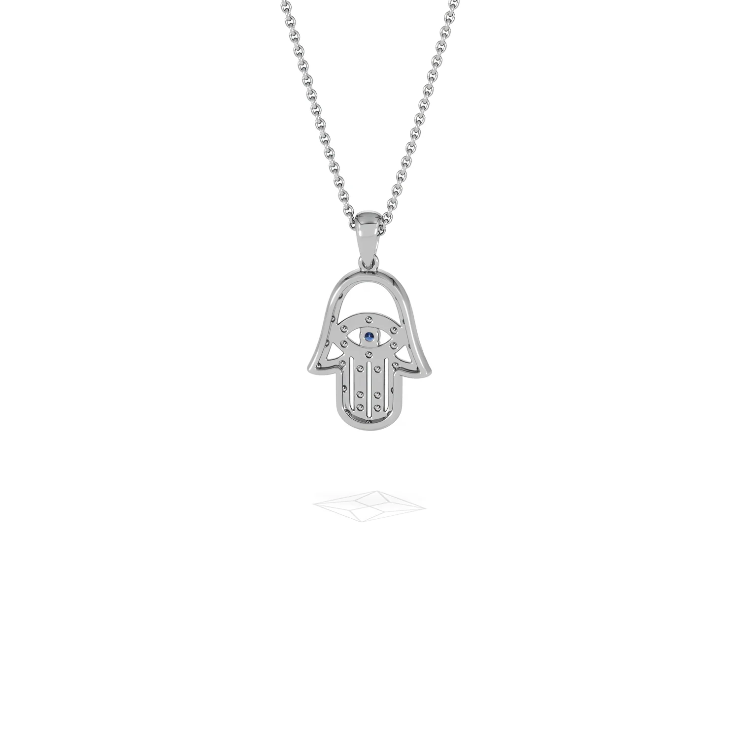 Hamsa Fortune 0.05ct Sapphire and 0.25ct Lab Grown Diamond Pendant Necklace in Sterling Silver - Image 47