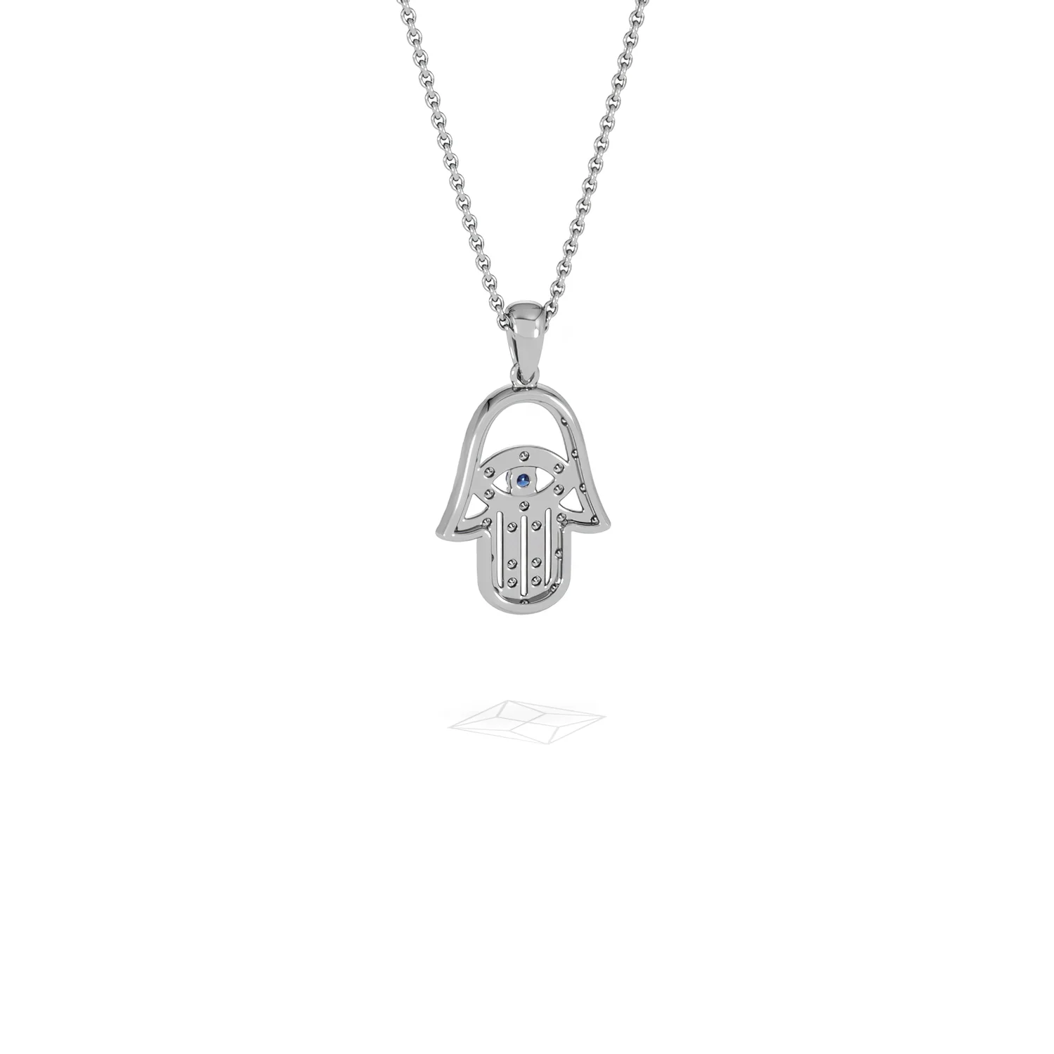 Hamsa Fortune 0.05ct Sapphire and 0.25ct Lab Grown Diamond Pendant Necklace in Sterling Silver - Image 52