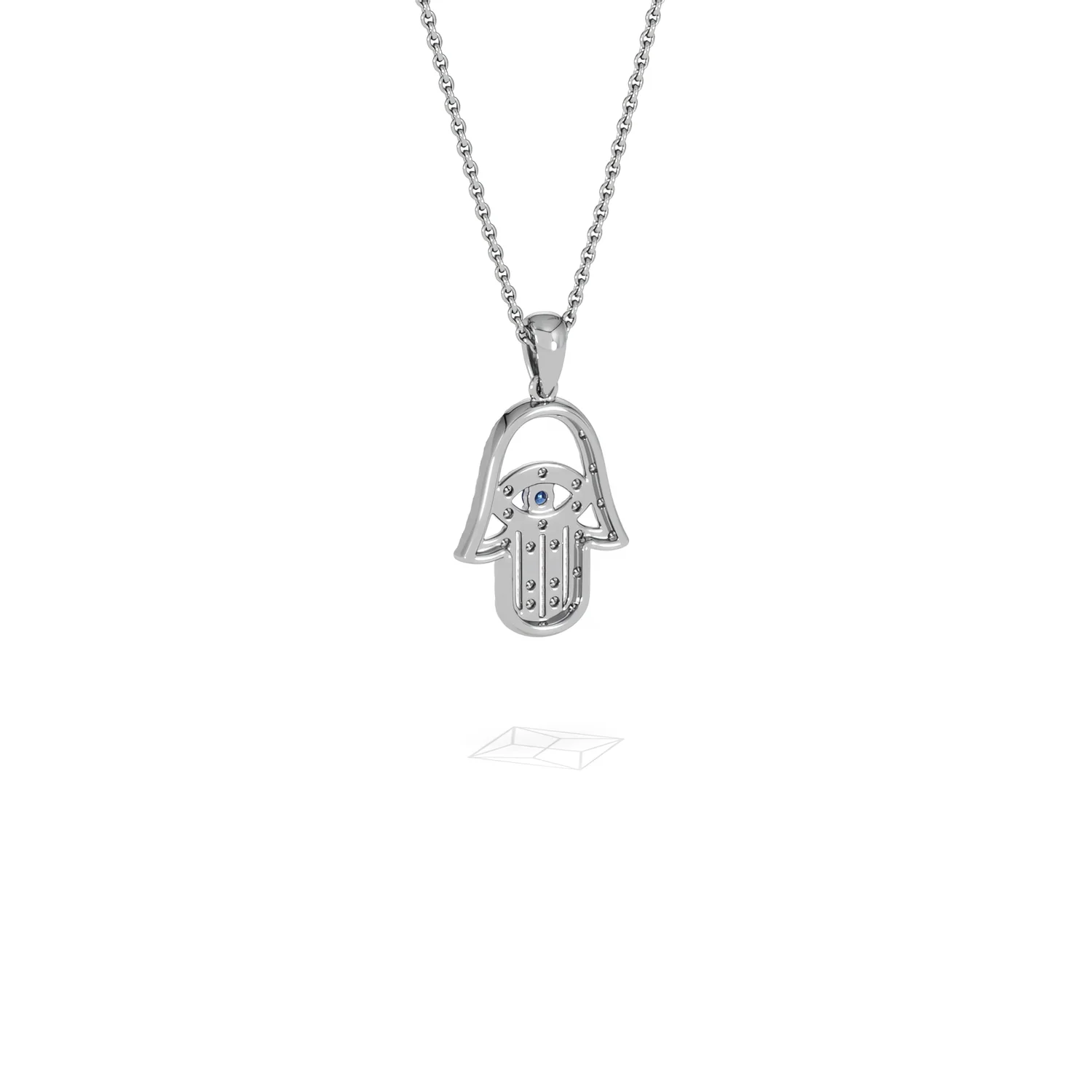 Hamsa Fortune 0.05ct Sapphire and 0.25ct Lab Grown Diamond Pendant Necklace in Sterling Silver - Image 54