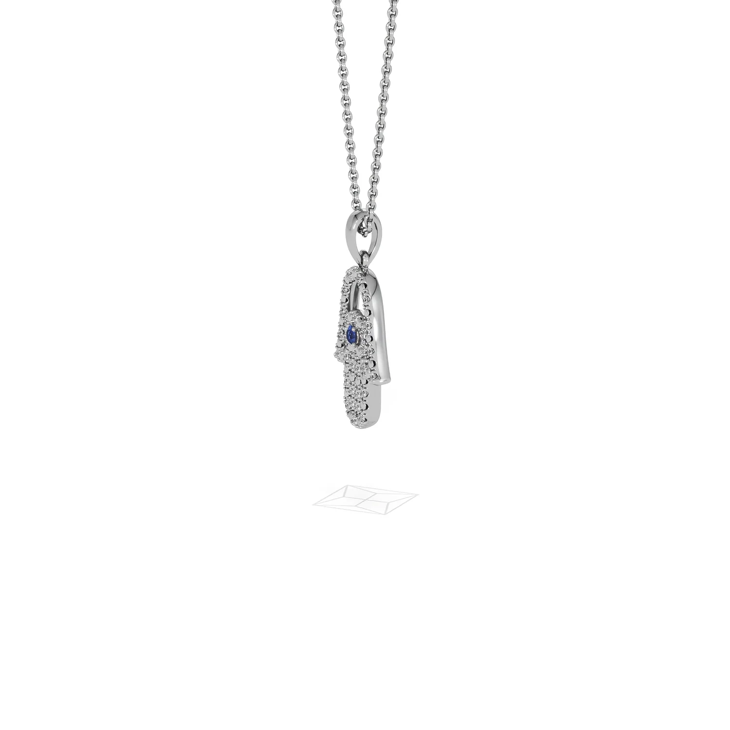 Hamsa Fortune 0.05ct Sapphire and 0.25ct Lab Grown Diamond Pendant Necklace in Sterling Silver - Image 73