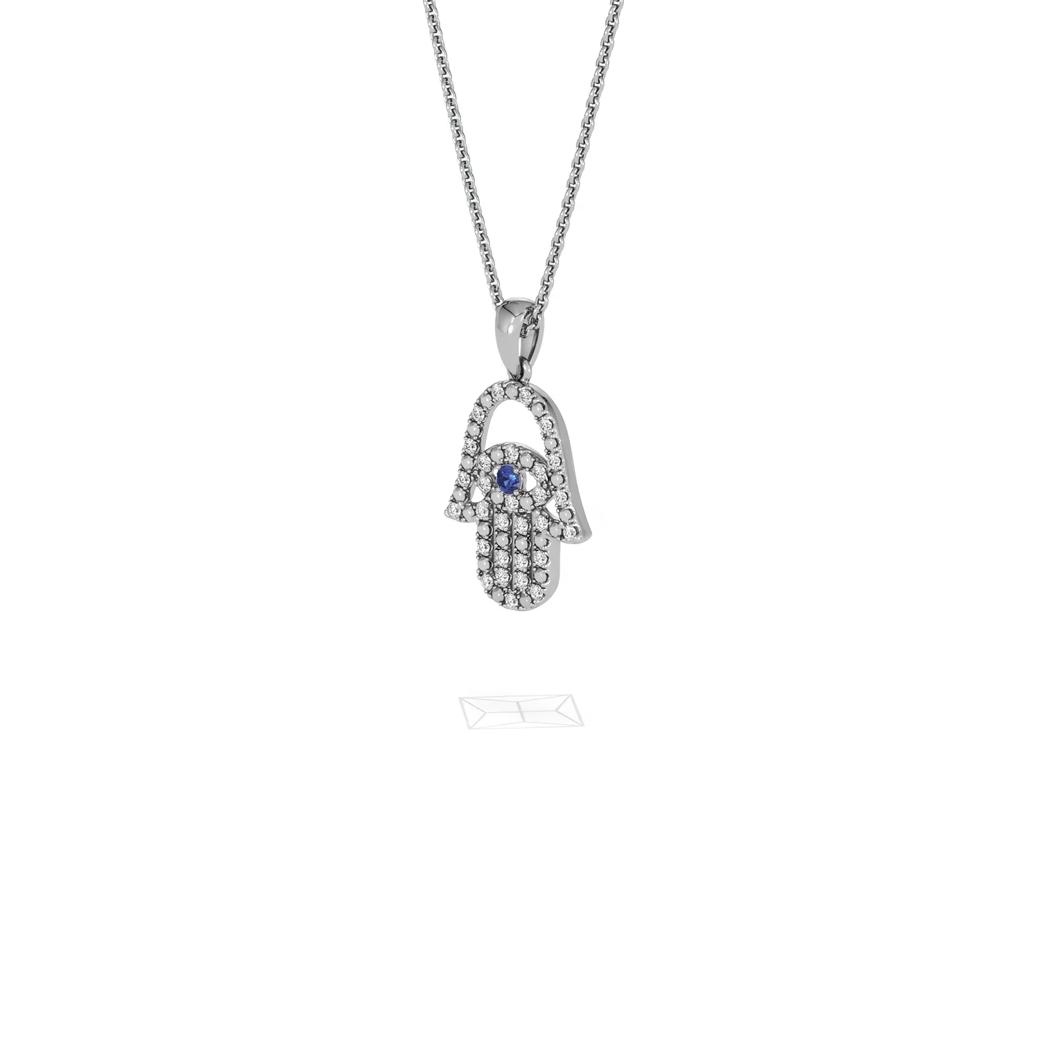 Hamsa Fortune 0.05ct Sapphire and 0.25ct Lab Grown Diamond Pendant Necklace in Sterling Silver - Image 80