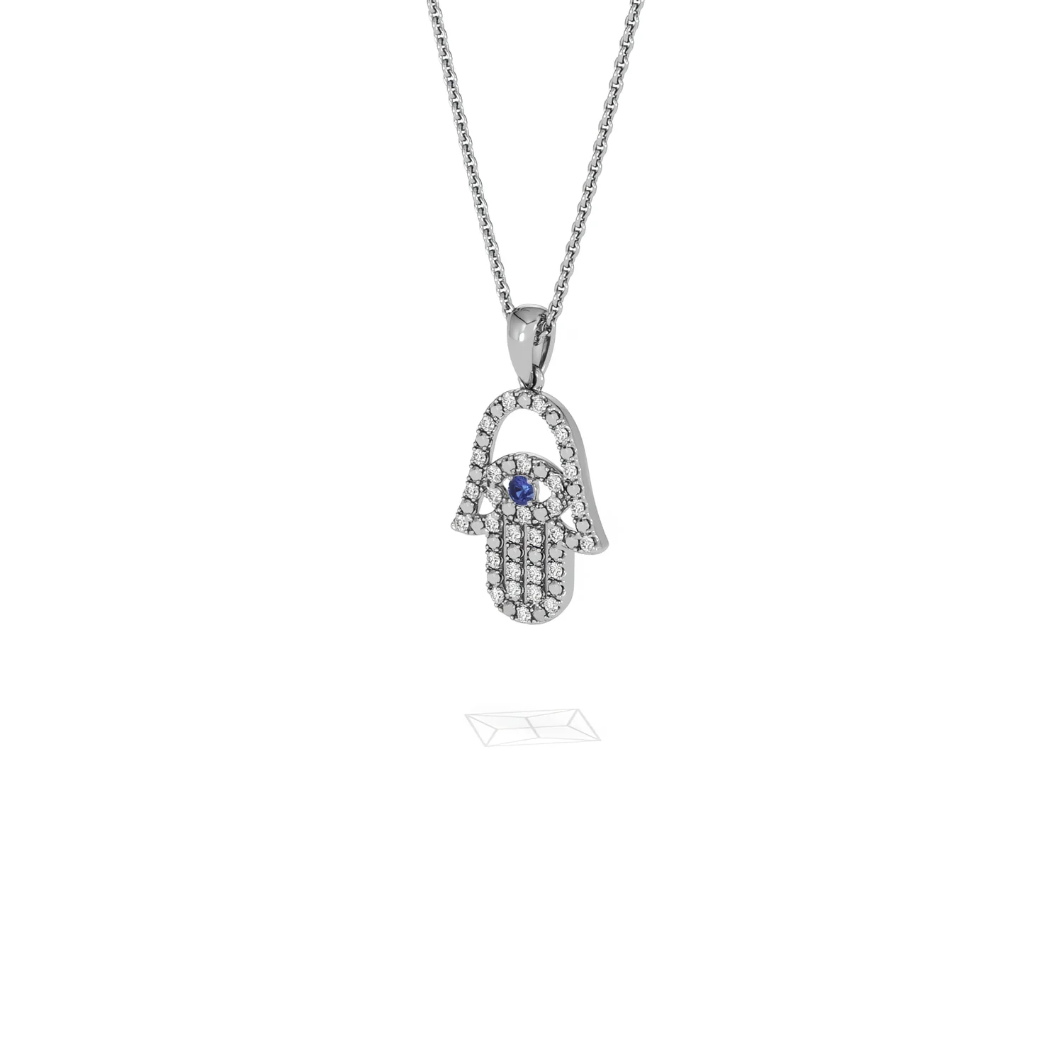 Hamsa Fortune 0.05ct Sapphire and 0.25ct Lab Grown Diamond Pendant Necklace in Sterling Silver - Image 81