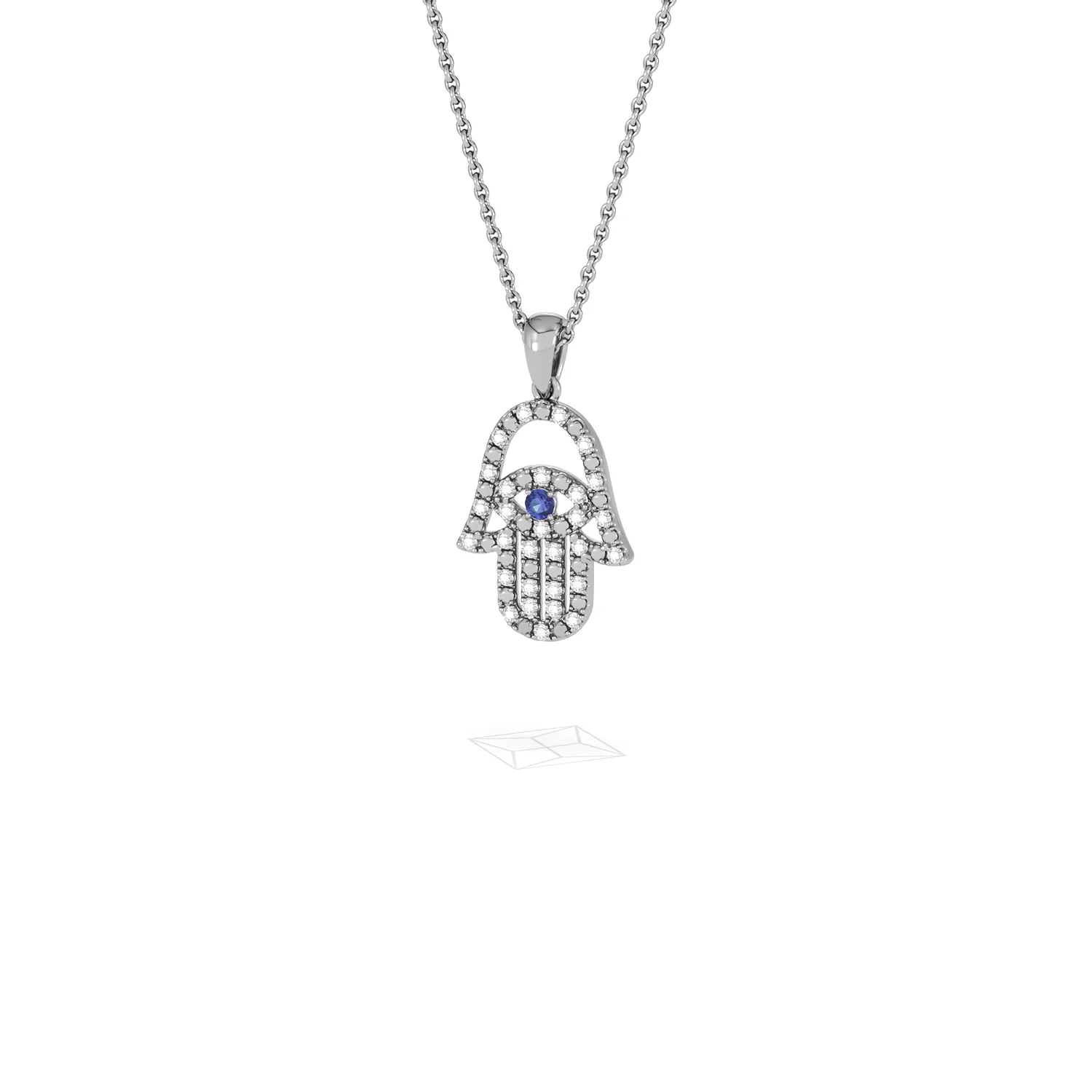 Hamsa Fortune 0.05ct Sapphire and 0.25ct Lab Grown Diamond Pendant Necklace in Sterling Silver - Image 84