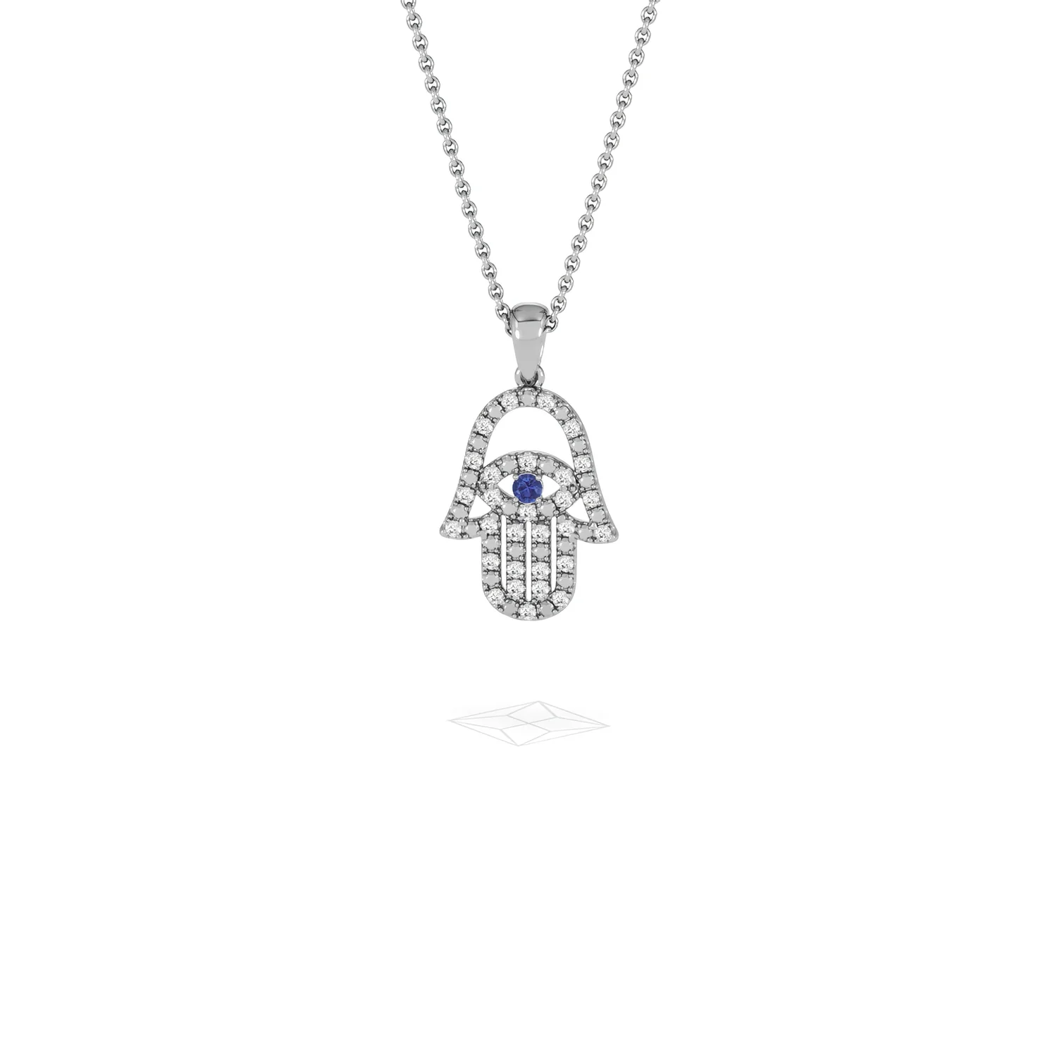 Hamsa Fortune 0.05ct Sapphire and 0.25ct Lab Grown Diamond Pendant Necklace in Sterling Silver - Image 87