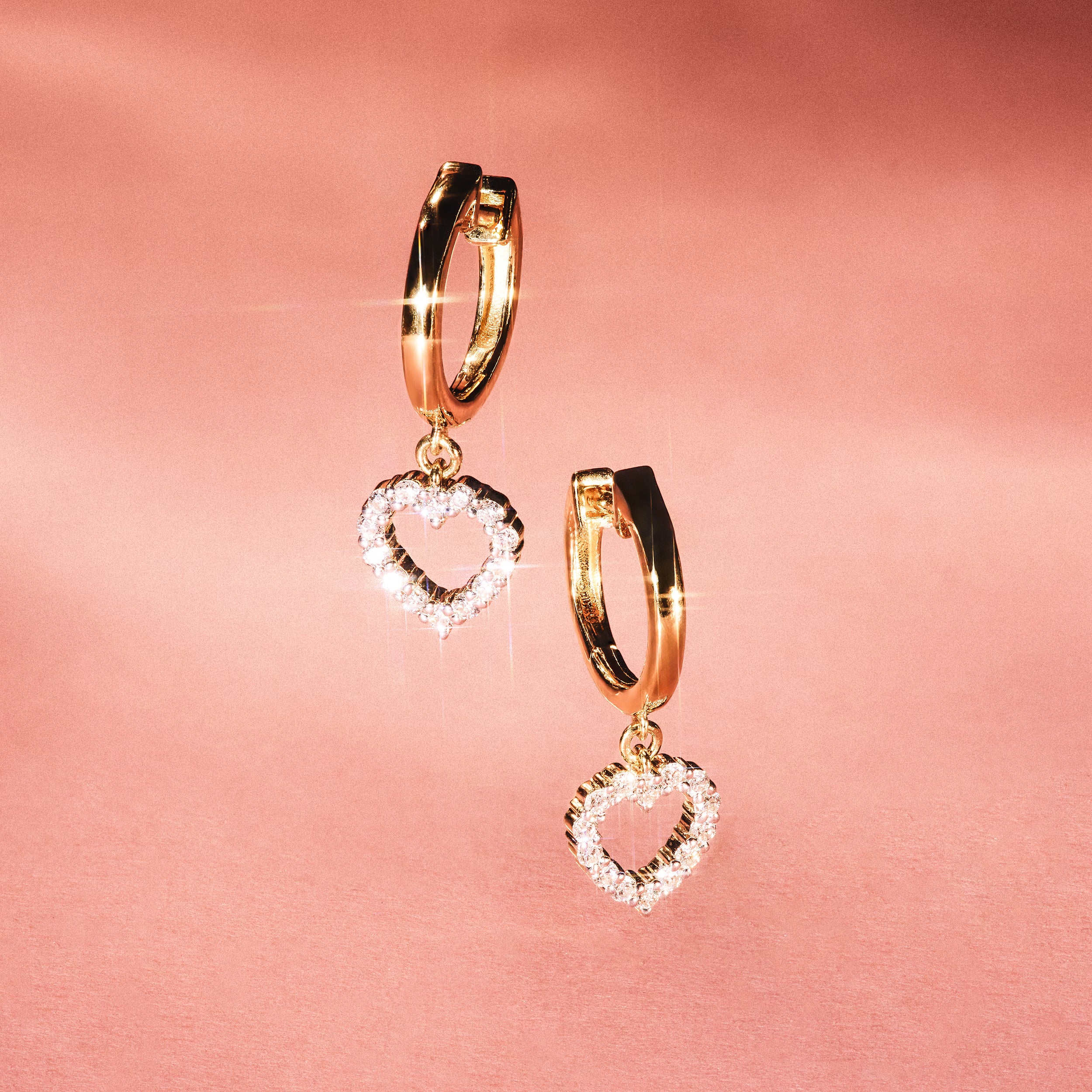 Heart Drop Huggie Lab Diamond Earrings 0.31ct in 18k Gold Vermeil - Image 3