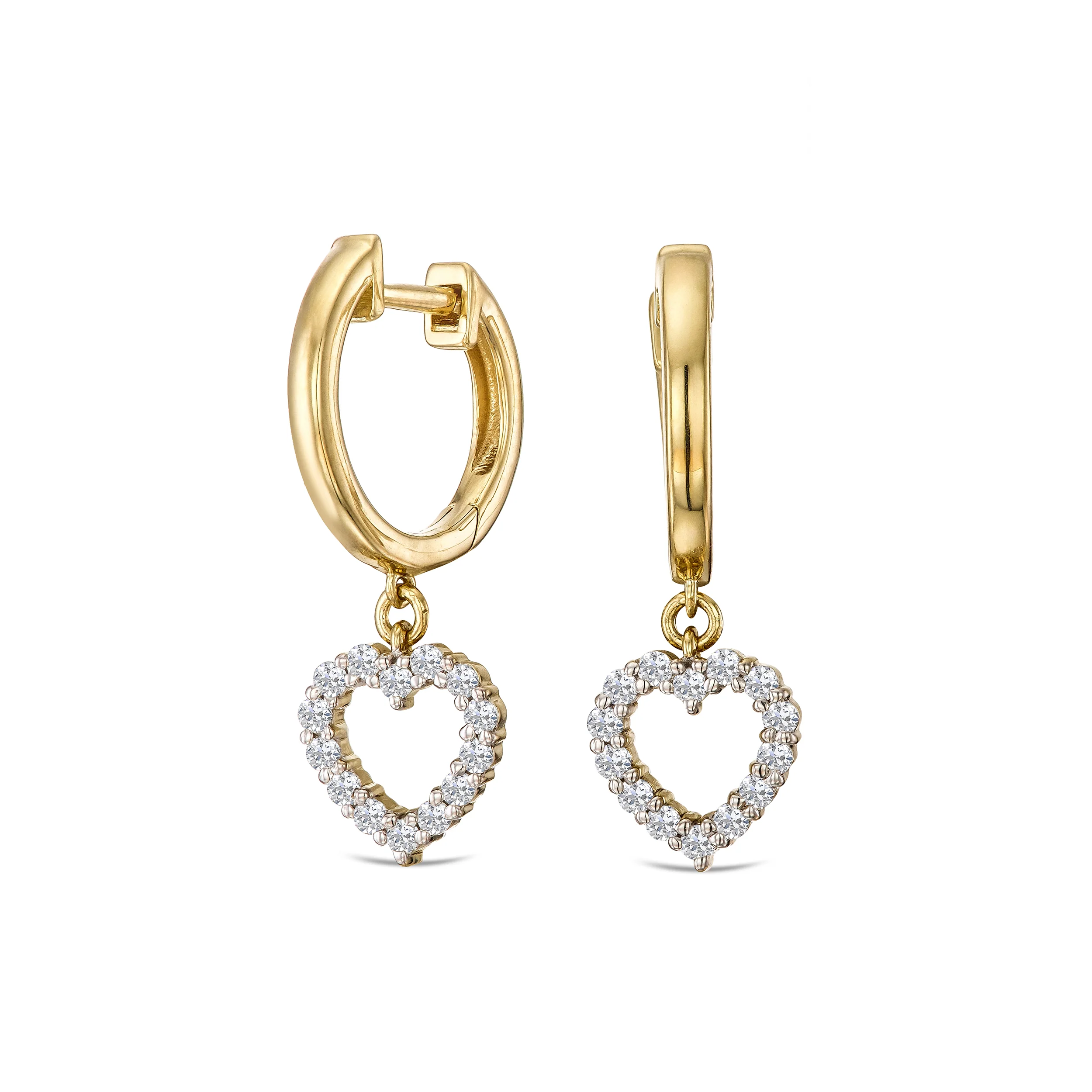 Heart Drop Huggie Lab Diamond Earrings 0.31ct in 18k Gold Vermeil - Image 5