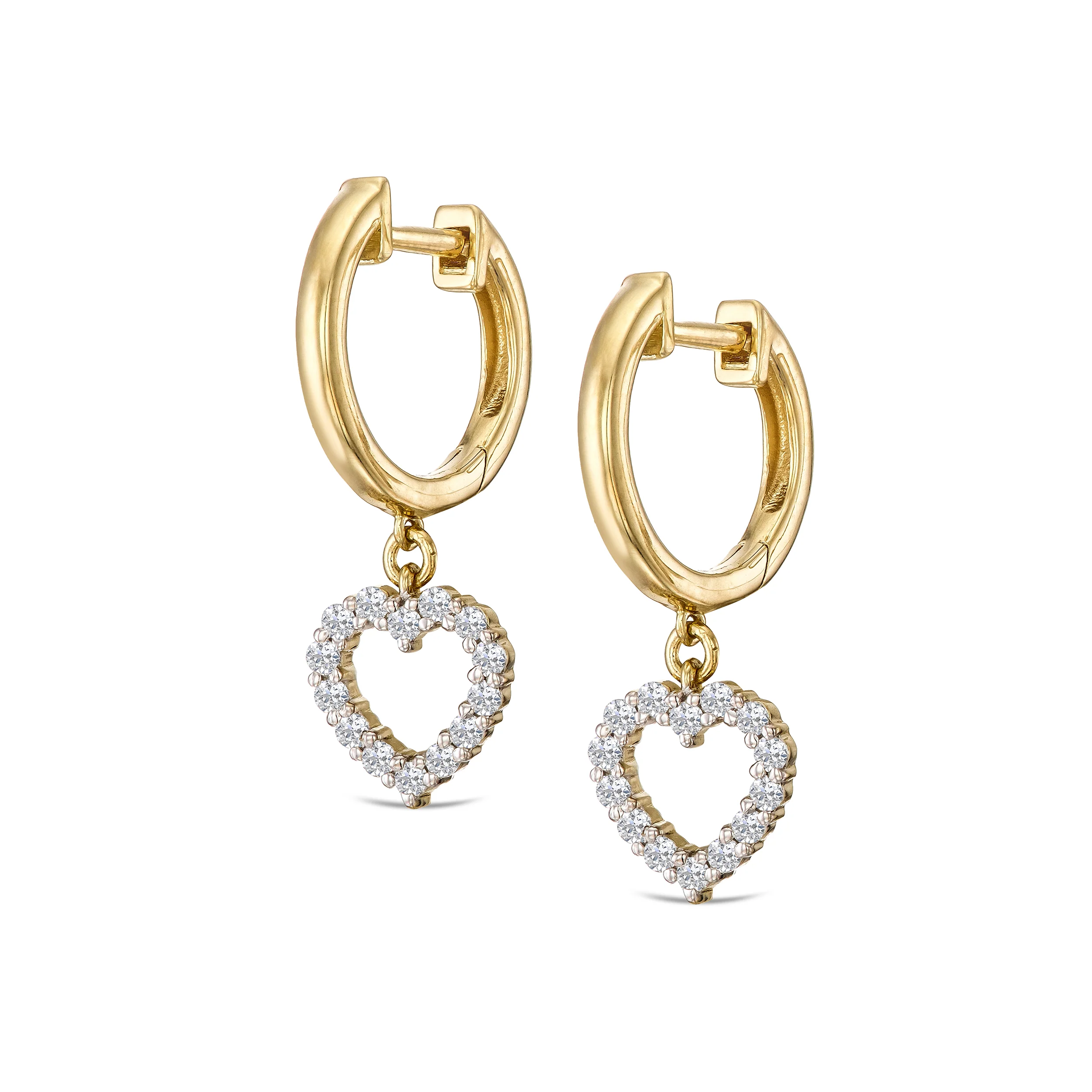 Heart Drop Huggie Lab Diamond Earrings 0.31ct in 18k Gold Vermeil - Image 6