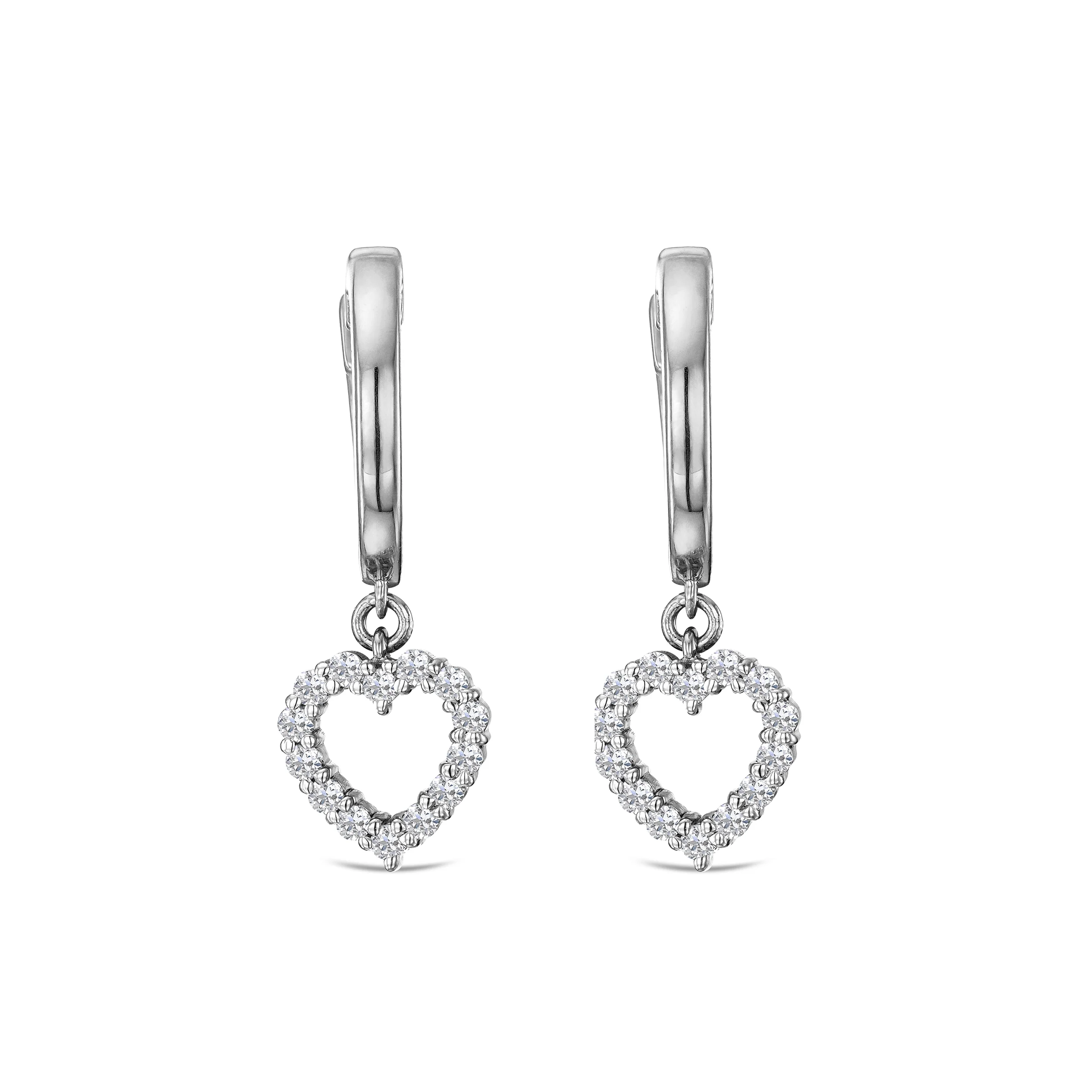 Heart Drop Huggie Lab Diamond Earrings 0.31ct in 925 Silver