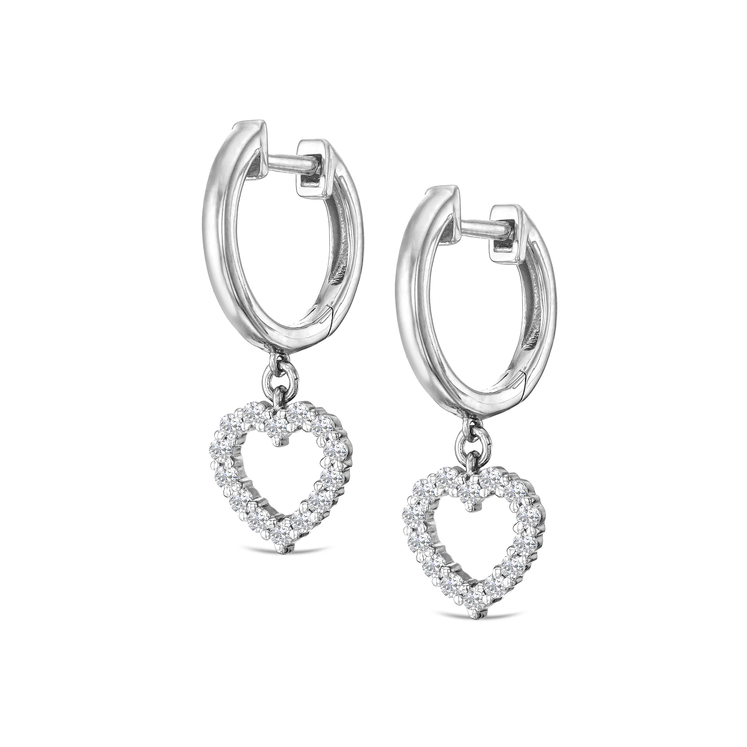 Heart Drop Huggie Lab Diamond Earrings 0.31ct in 925 Silver - Image 5