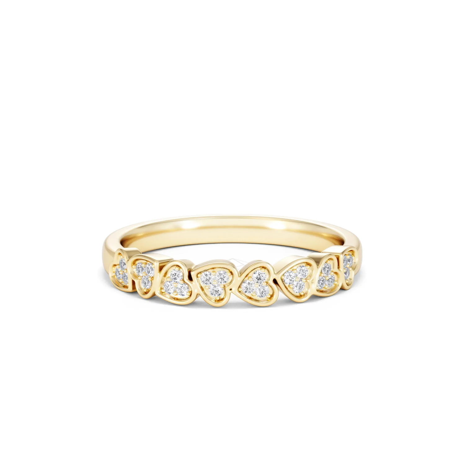 Heart Half Eternity Ring Lab Diamond 0.11ct in 18K Gold Vermeil - Image 11